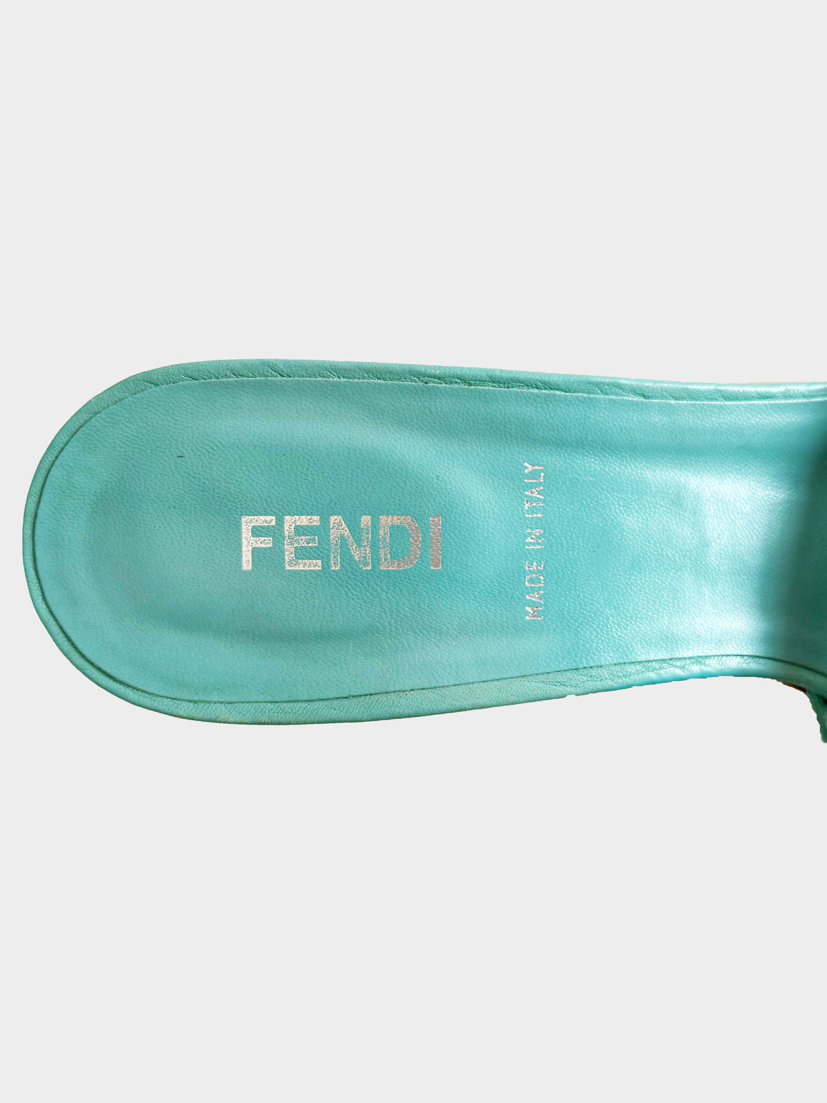 Fendi 2000s Turquoise Selleria Crossed Strap Kitten Heels