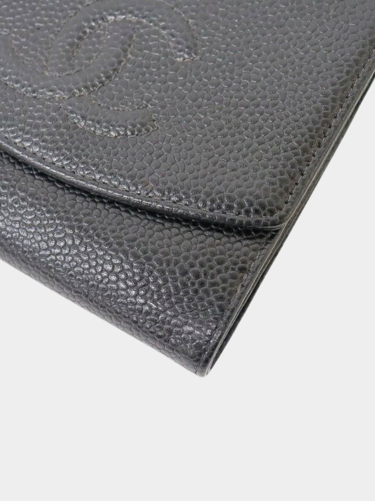 Chanel 2004 Black Caviar Leather Wallet