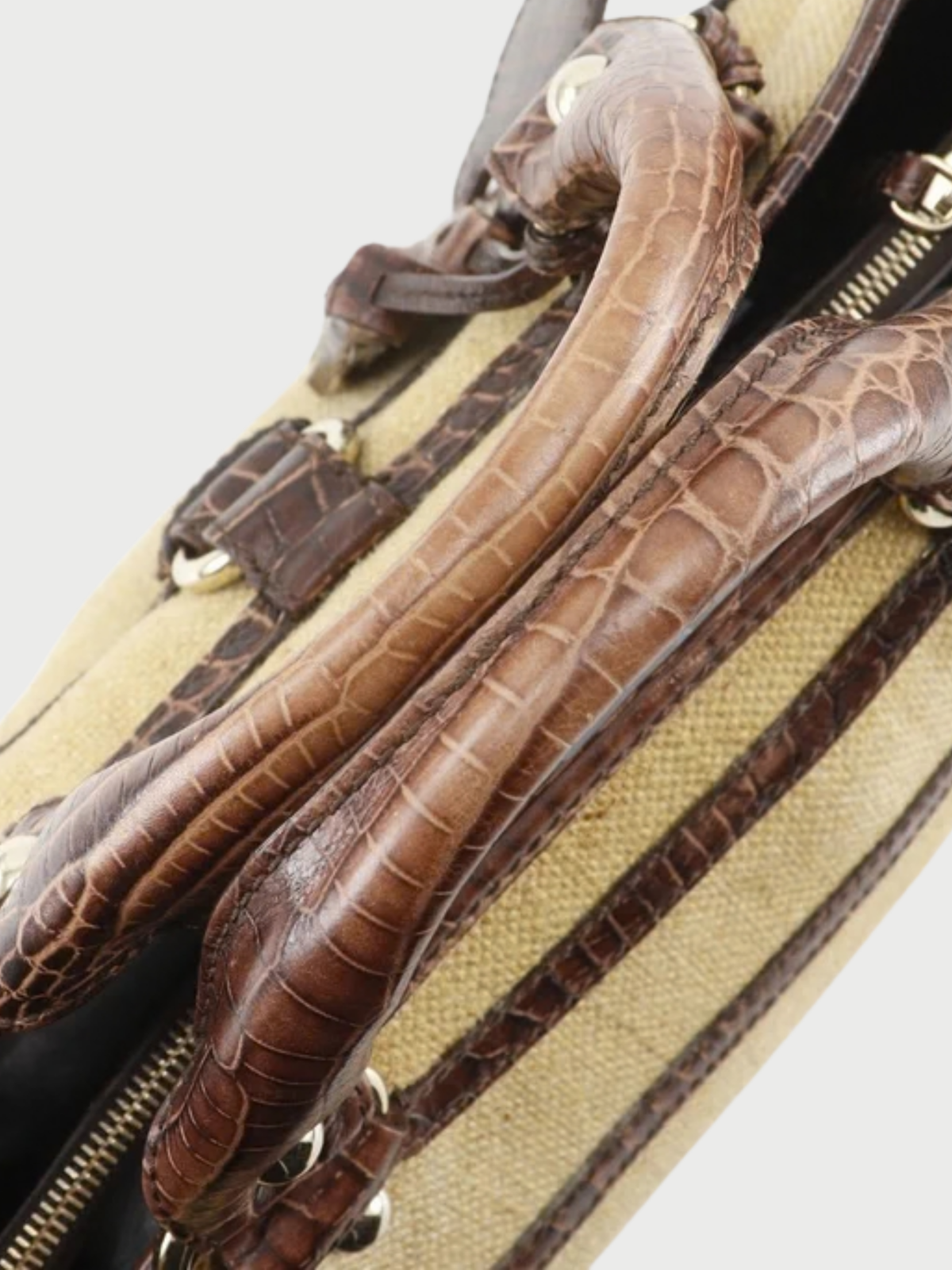 Celine 2000s Brown Straw-Embossed Leather Boogie Bag
