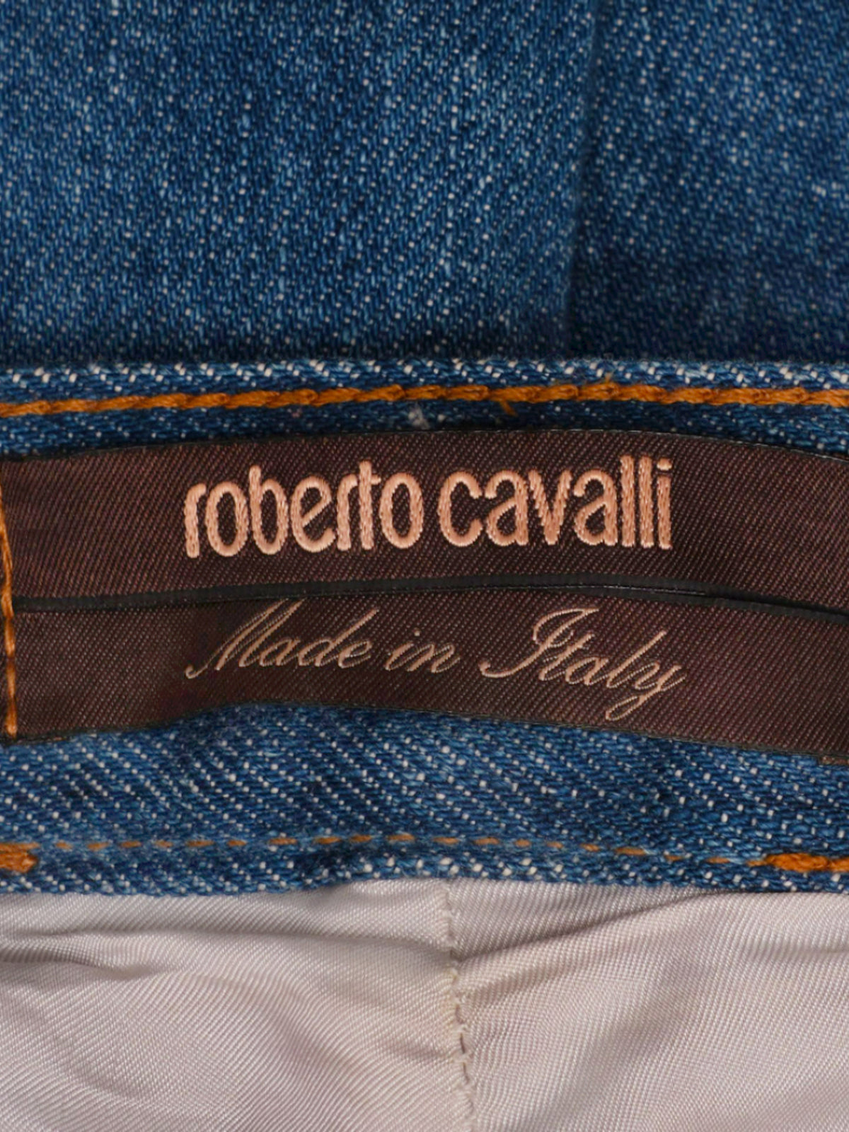 Roberto Cavalli 2002 Floral Embroidered Denim Jeans