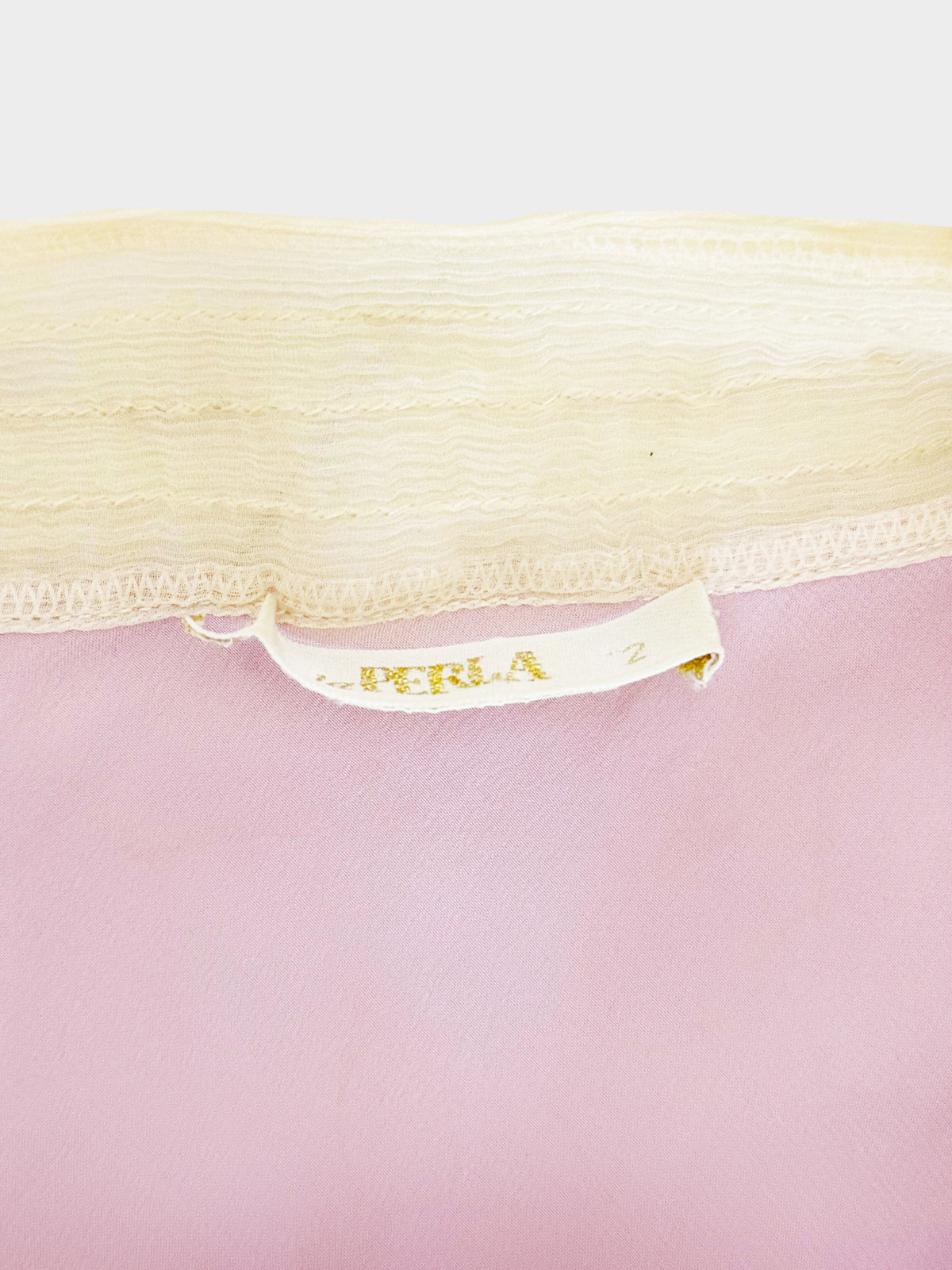 La Perla 2000s Pink and Yellow Silk Satin Lace Mini Dress/Top