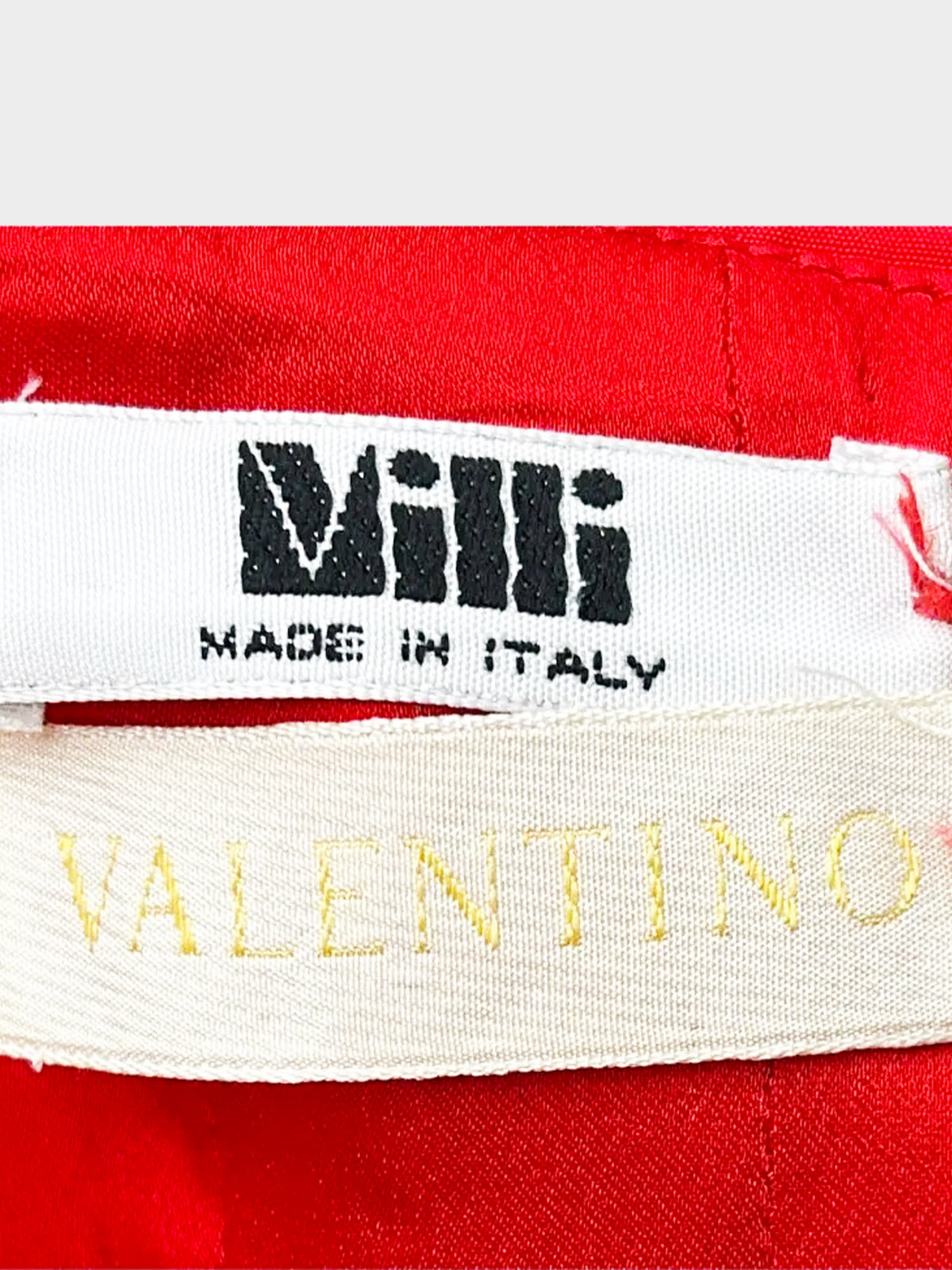 Valentino 2000s Red Strapless Silk Gown with Rosette Pockets