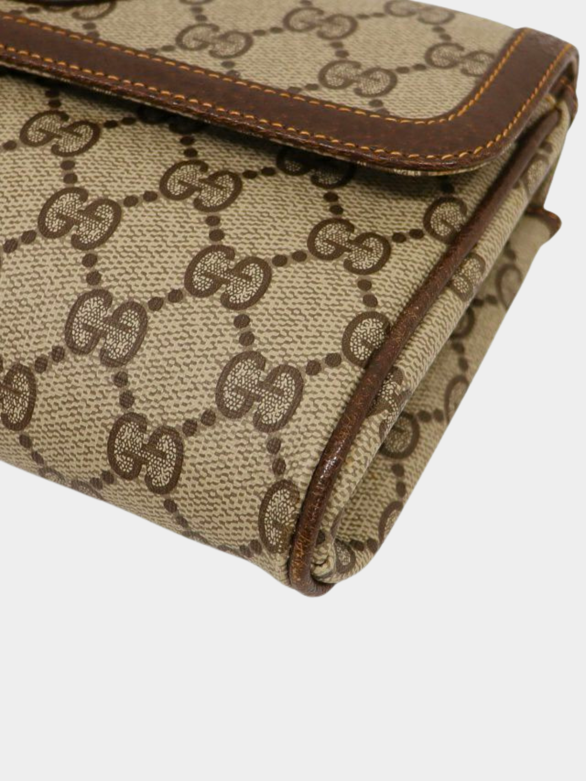 Gucci 2000s Beige Brown GG Supreme PVC Interlocking Shoulder Bag