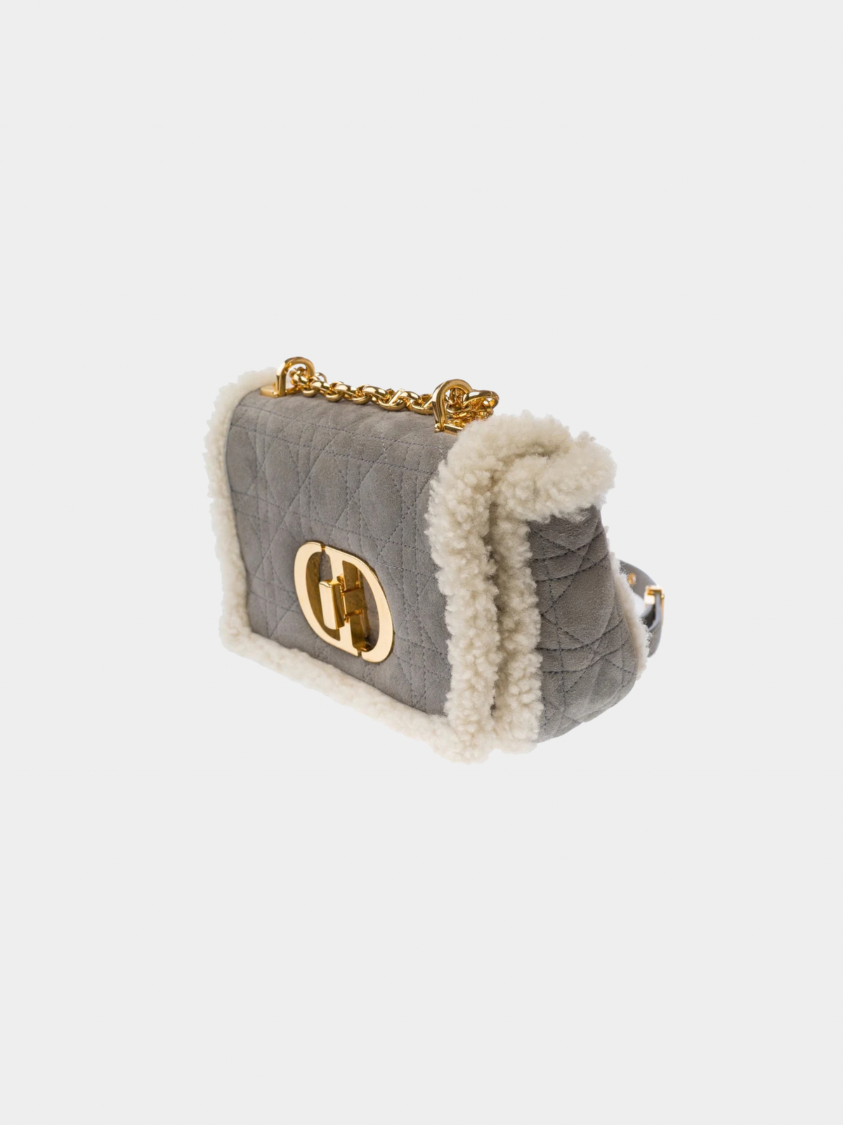 Christian Dior 2020s Gray Suede Dior Caro Shoulder Bag
