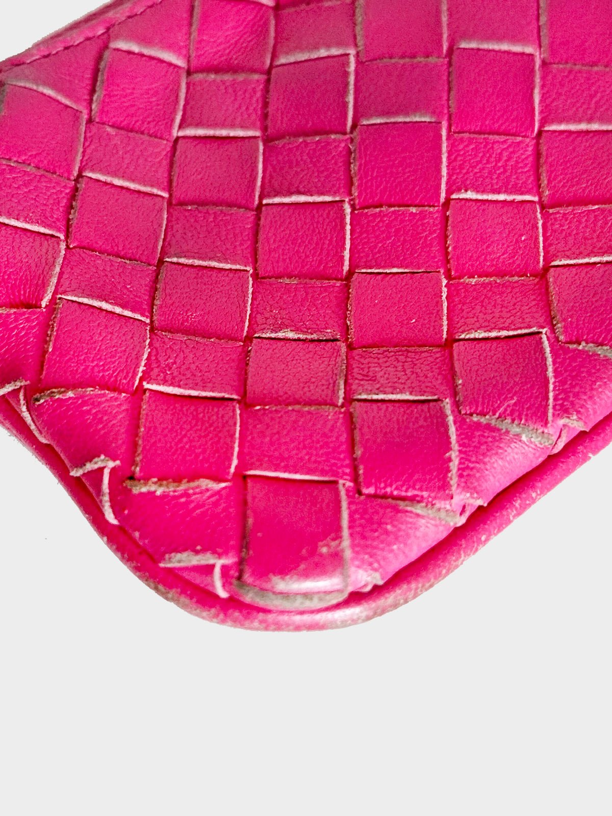 Bottega Veneta 2000s Pink Woven Leather Key Case