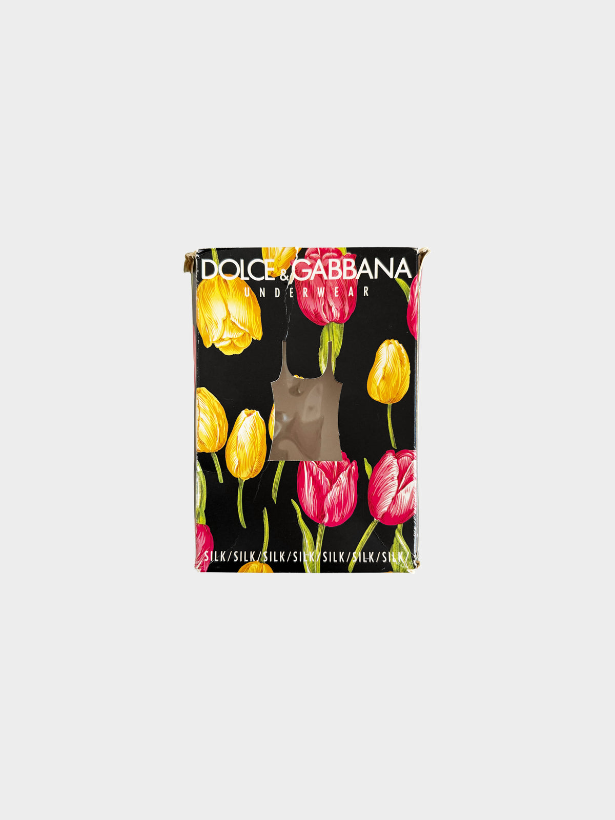 Dolce and Gabbana 2000s Yellow and Pink Tulips Printed Silk Cami Top