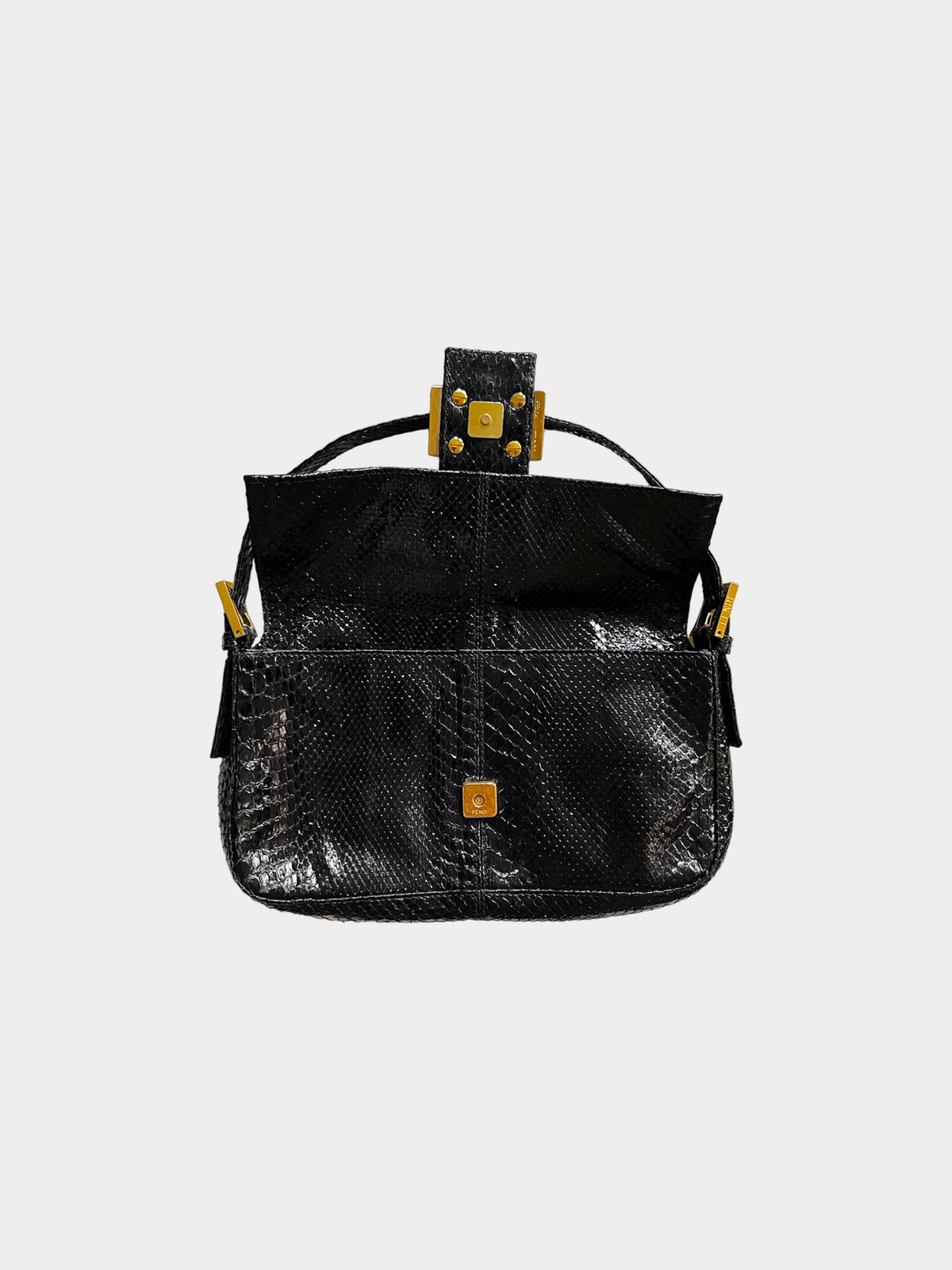 Fendi 2010s Limited Edition Black Snakeskin Baguette