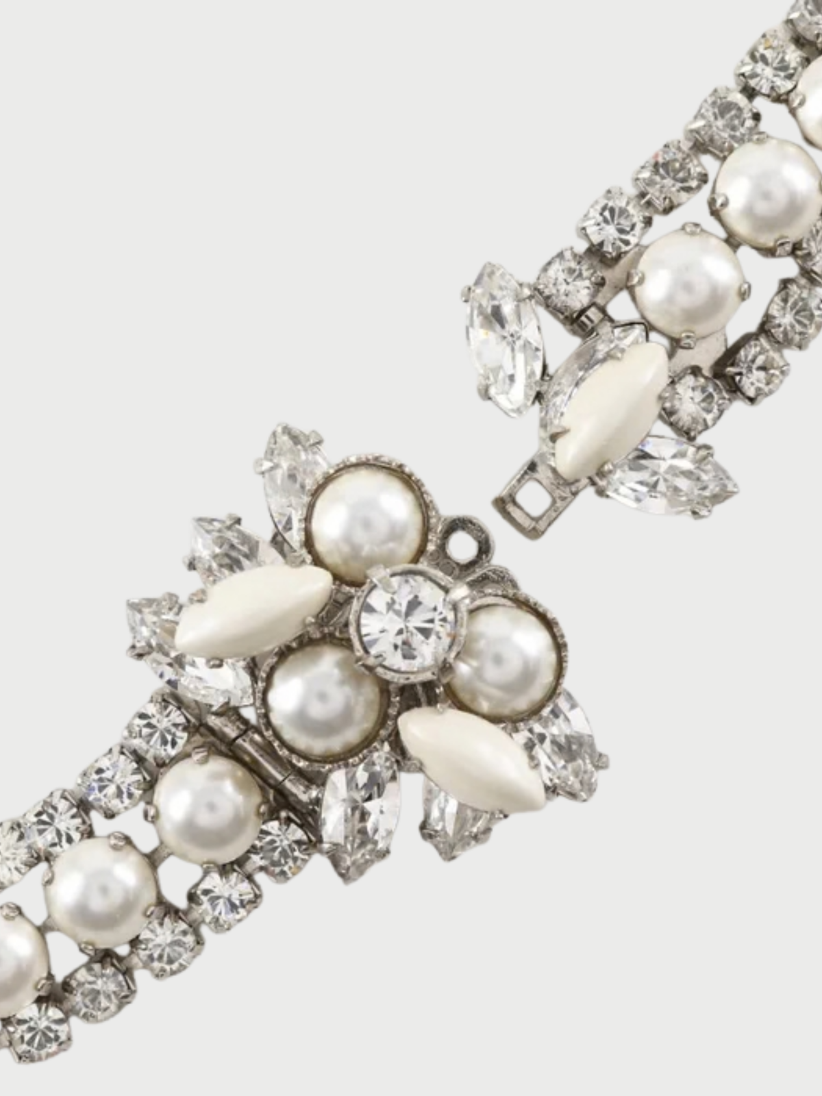 Miu Miu 2003 Silver Metal Rhinestone Pearl Necklace