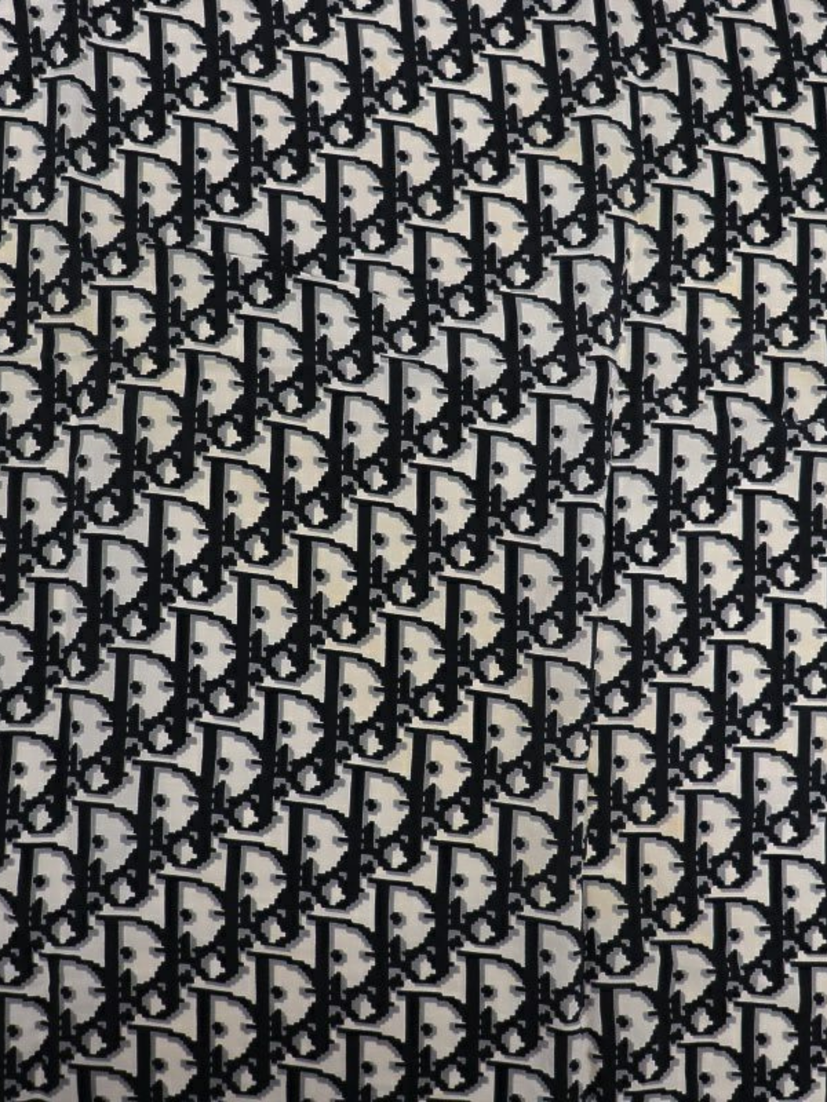 Christian Dior 2000s Black White Trotter Pattern Silk Scarf