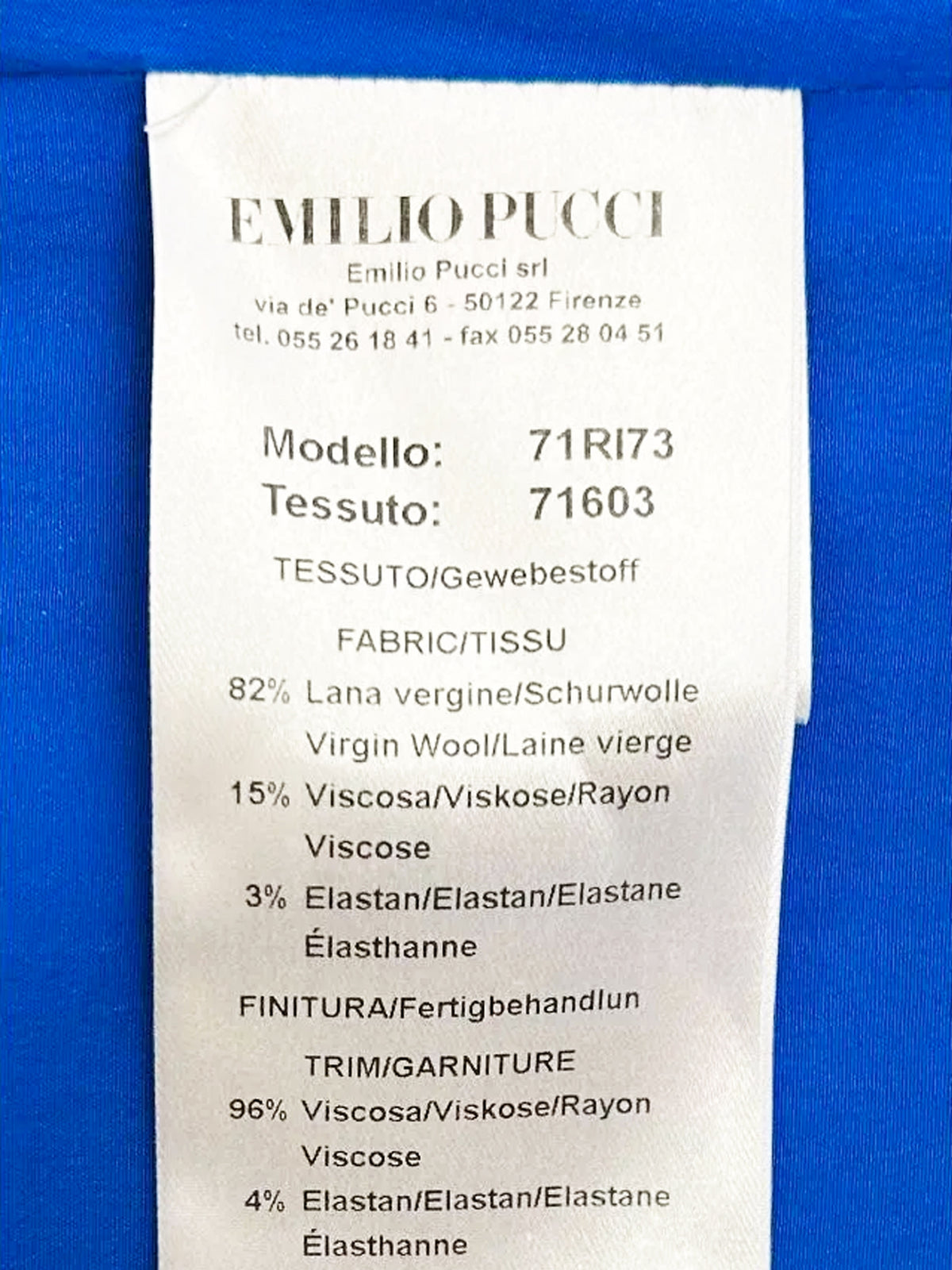 Emilio Pucci 2000s Blue Wool Dress with Printed Hem