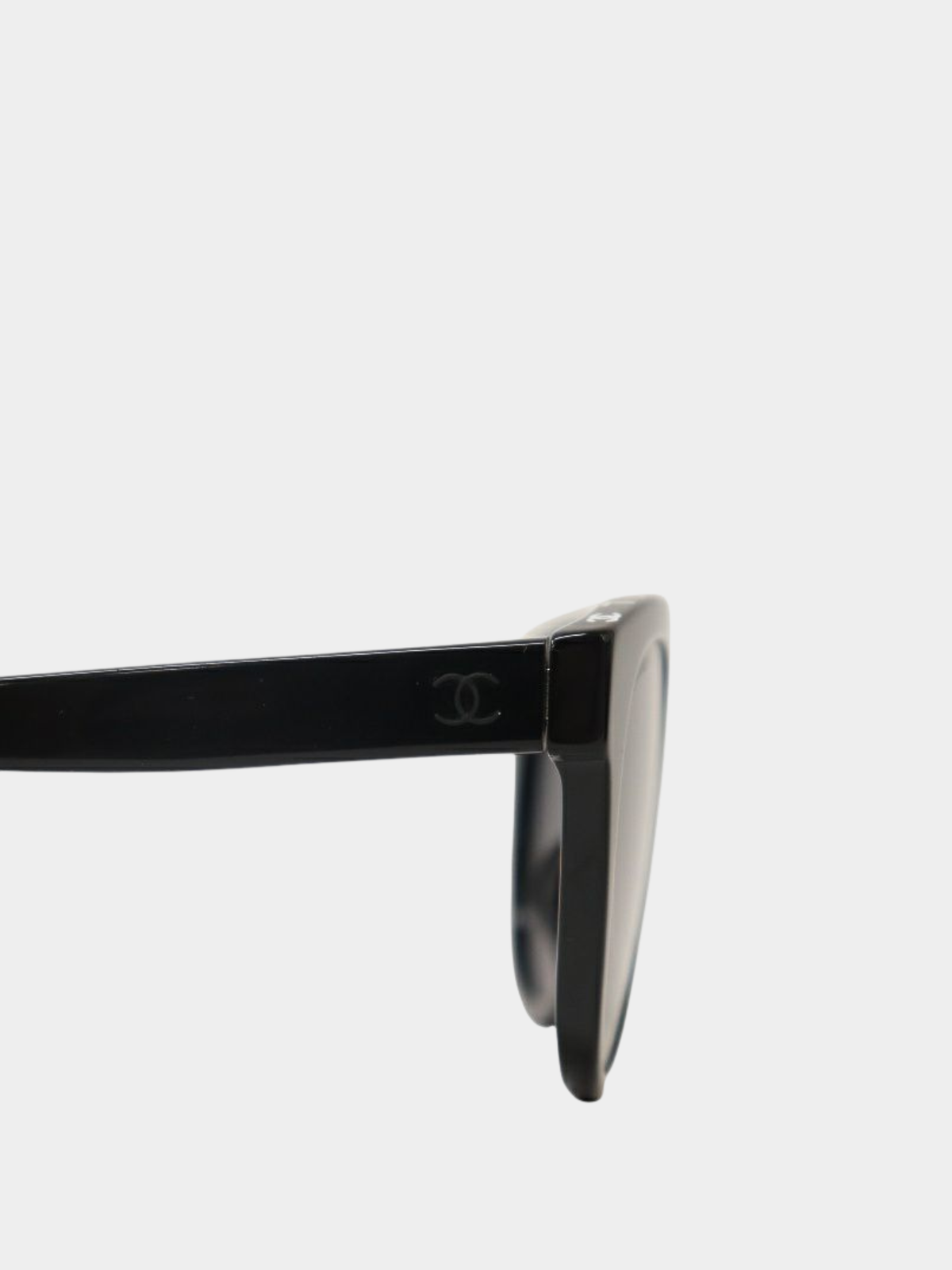 Chanel 2000s Black Plastic Logo Sunglasses