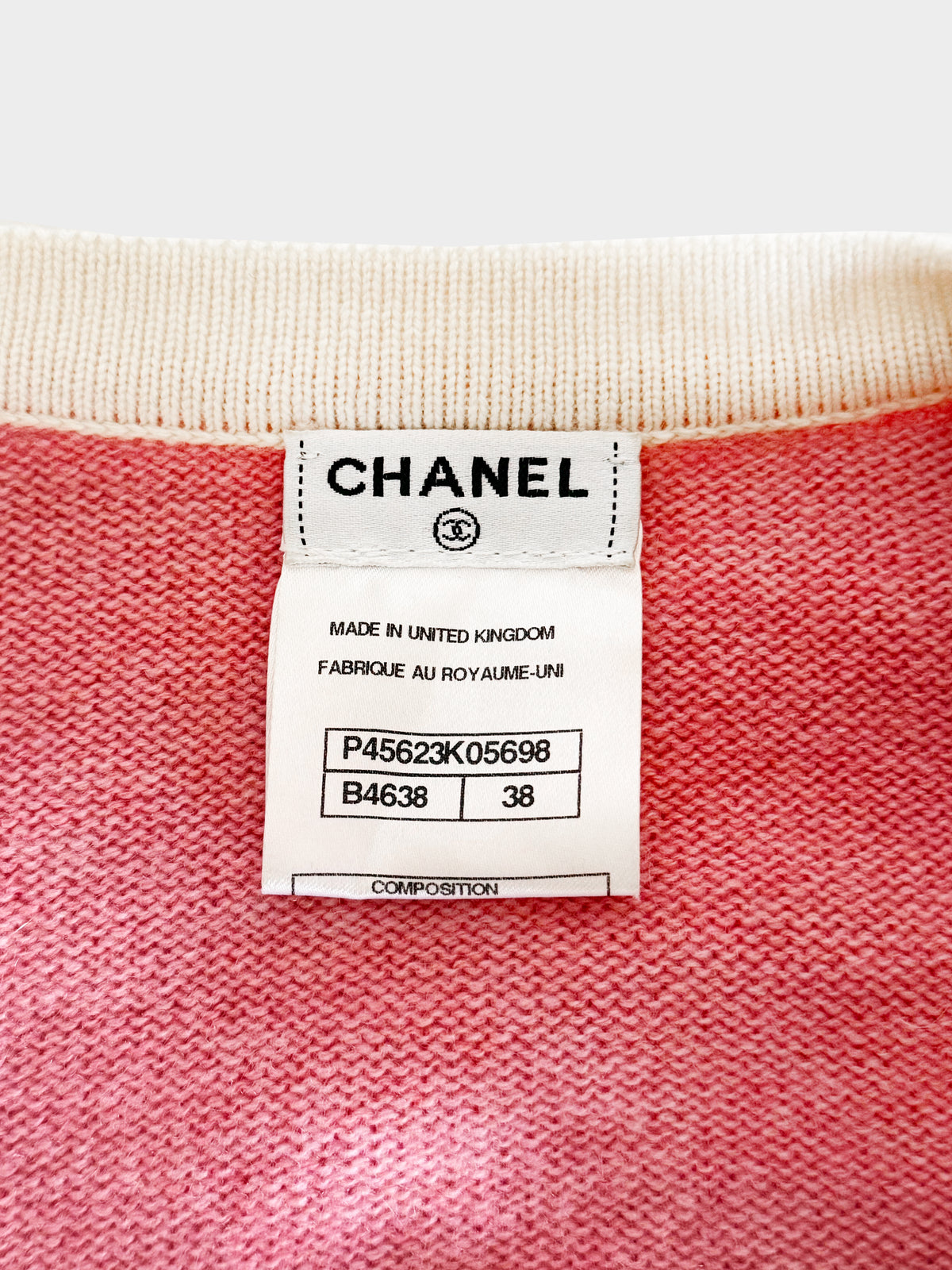 Chanel 2013 Pink and White Cashmere Cardigan