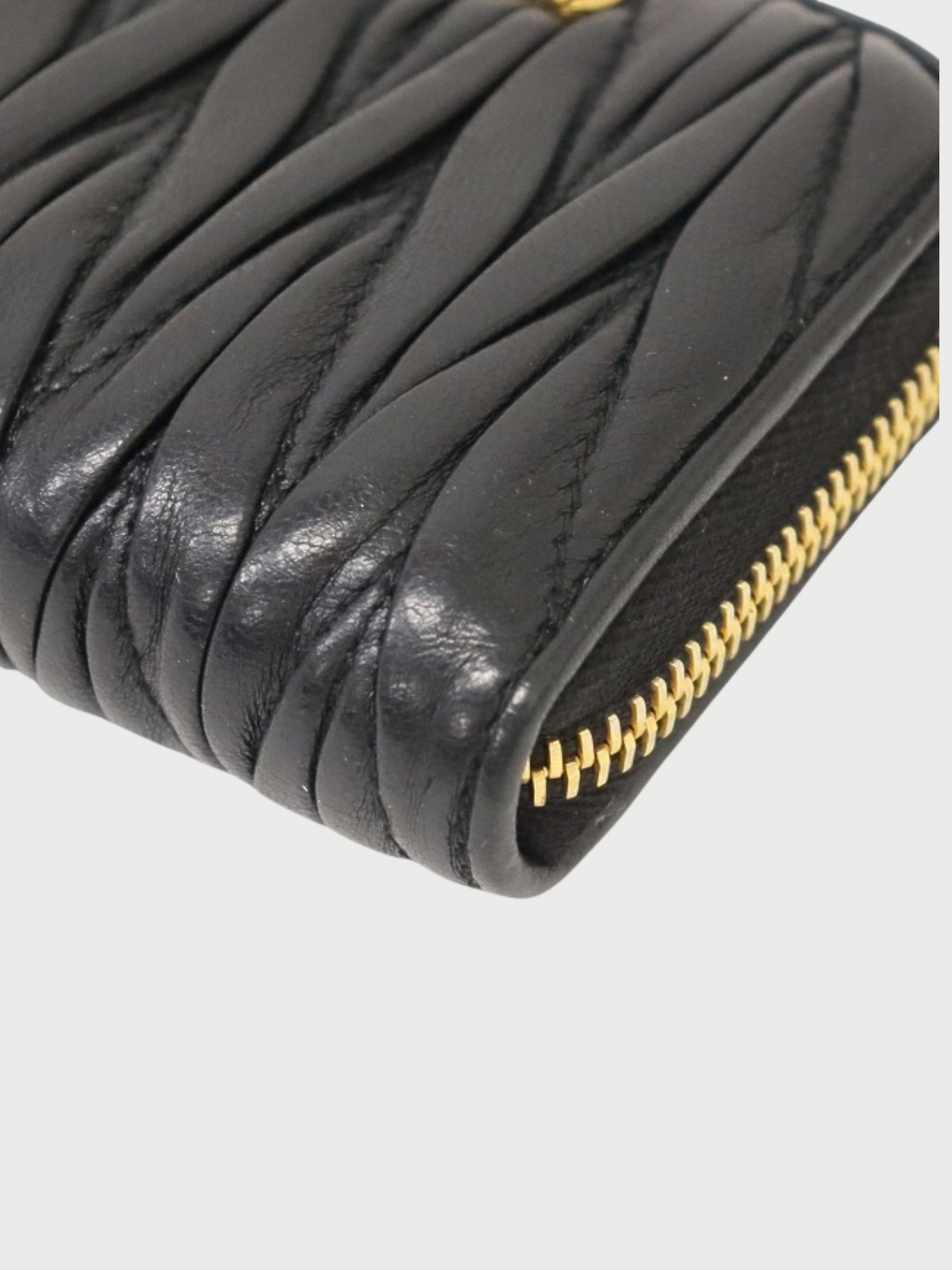 Miu Miu 2010s Black Leather Matelassé Coin Case
