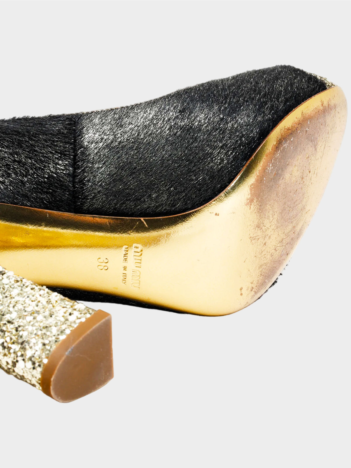 Miu Miu 2011 Calzature Donna Cavallino Lame Ponyhair Glitter Pumps