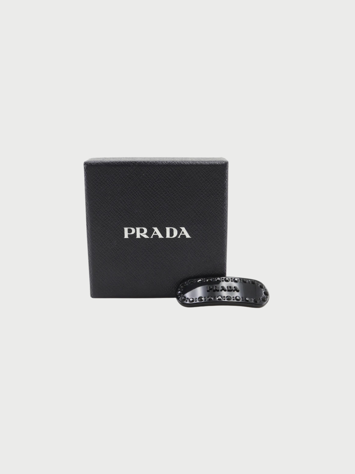 Prada 2020s Black Plastic Logo Bijou Barrette