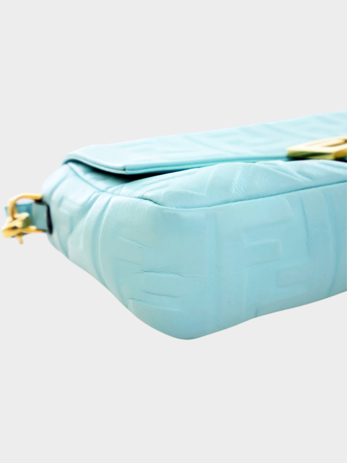 Fendi 2023 Blue FF Embossed Leather Baguette