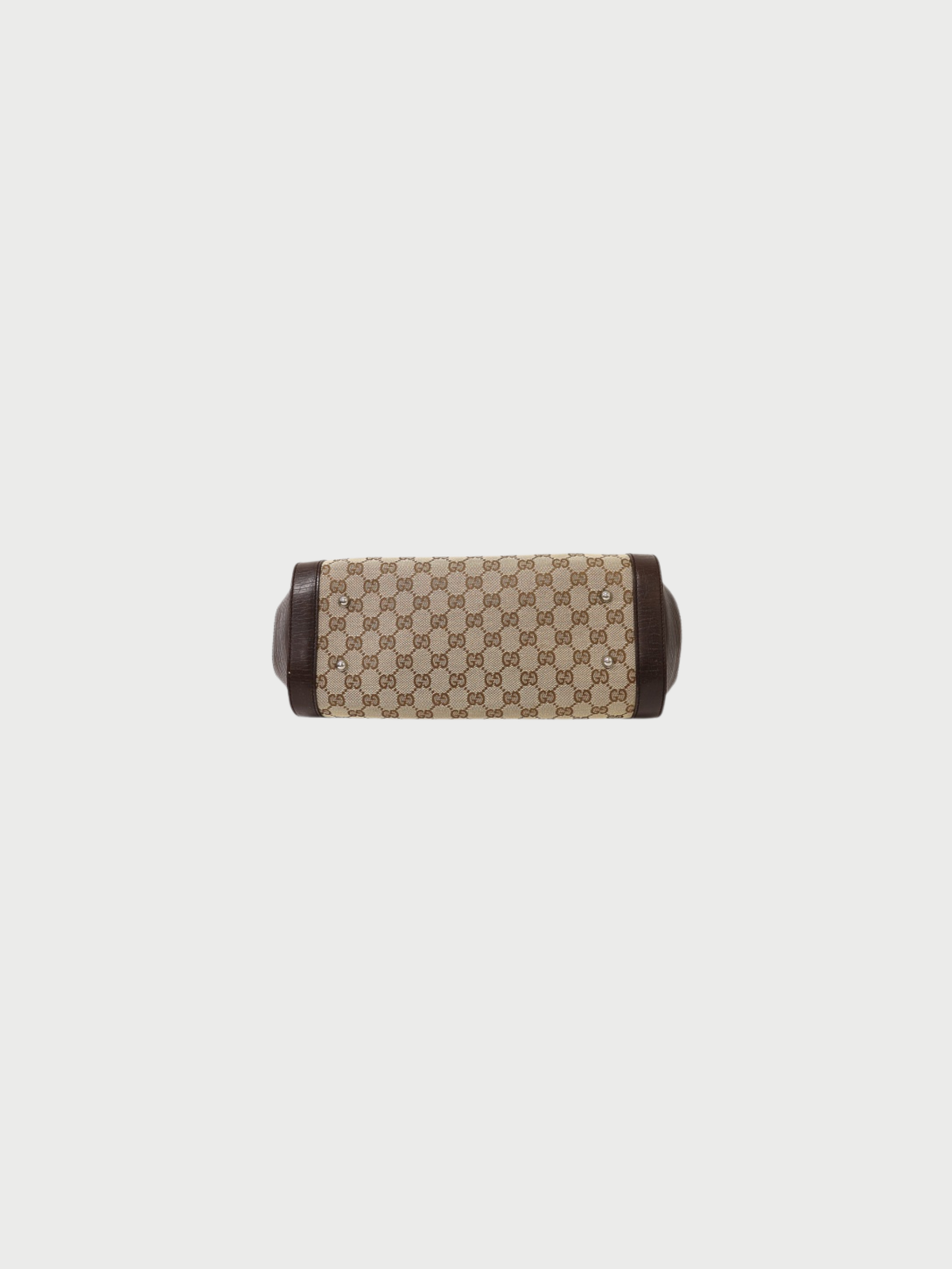 Gucci 2003 Brown Beige GG Canvas Bamboo Leather Handbag