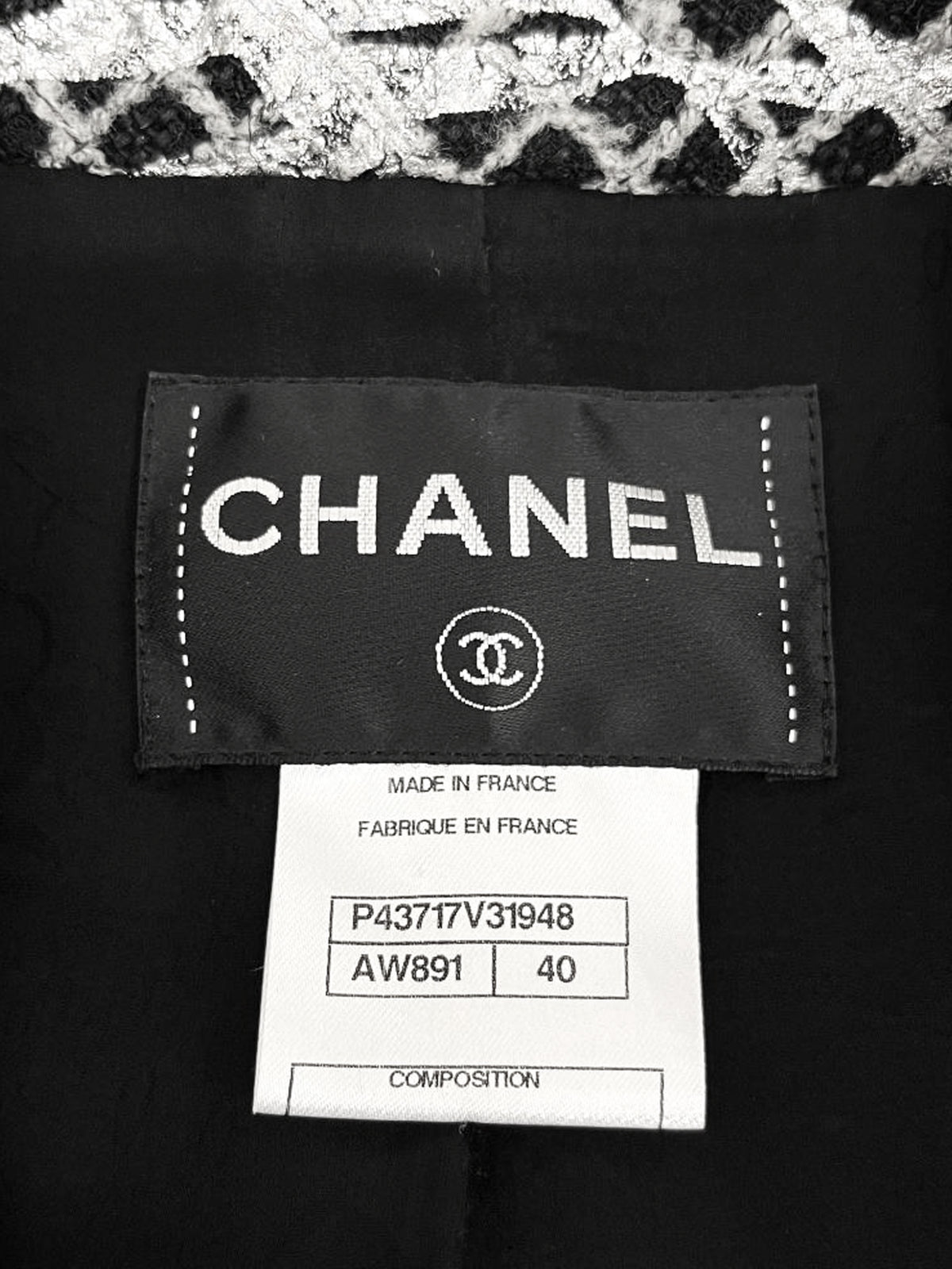 Chanel SS 2012 Silver and Black Tweed Jacket