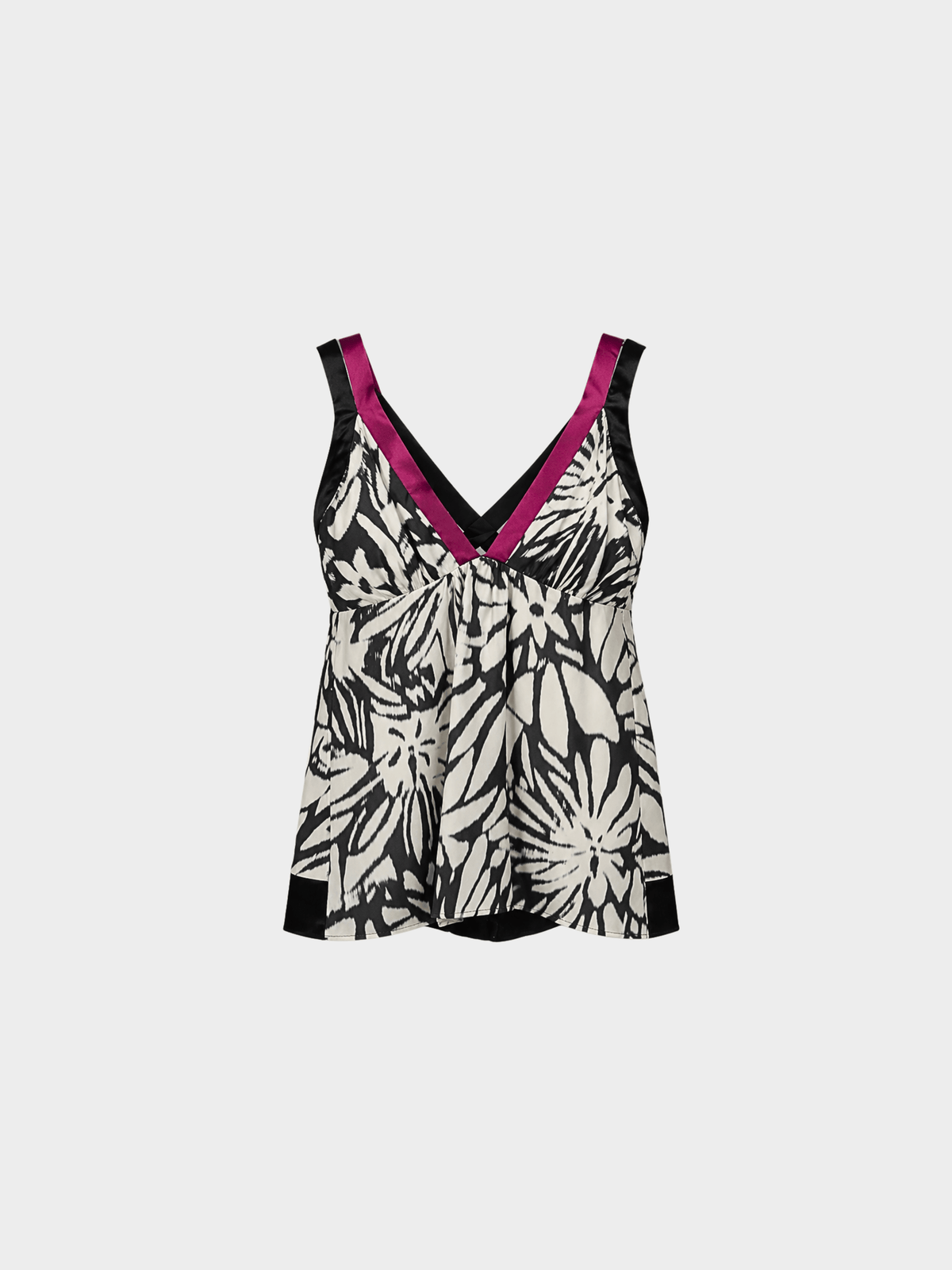 Etro 2000s White and Black Tie-Dye Silk-Satin Babydoll Tank