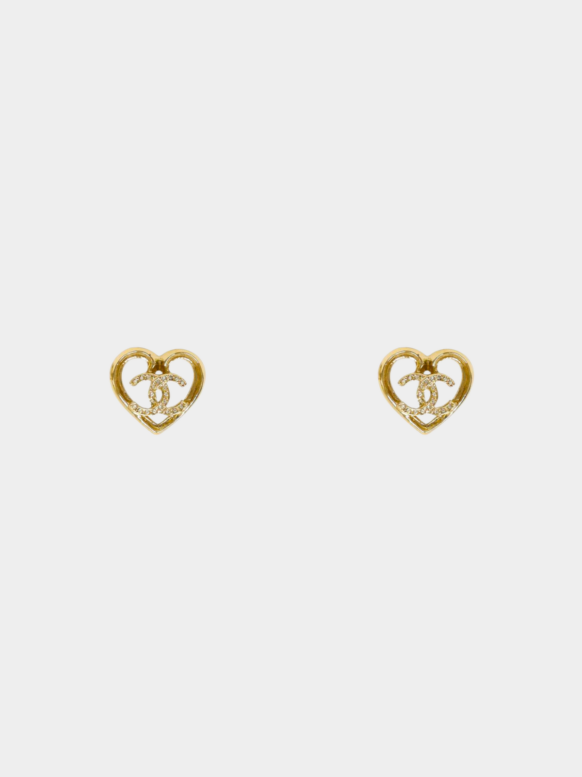 Chanel 2000s Gold Coco Heart Stud Earrings
