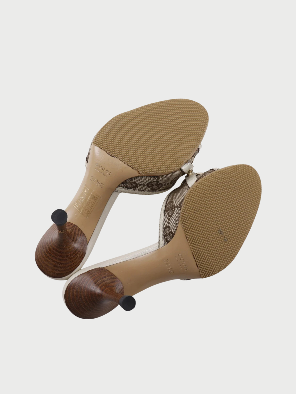 Gucci 2000s White GG Canvas Bamboo Bit Mules