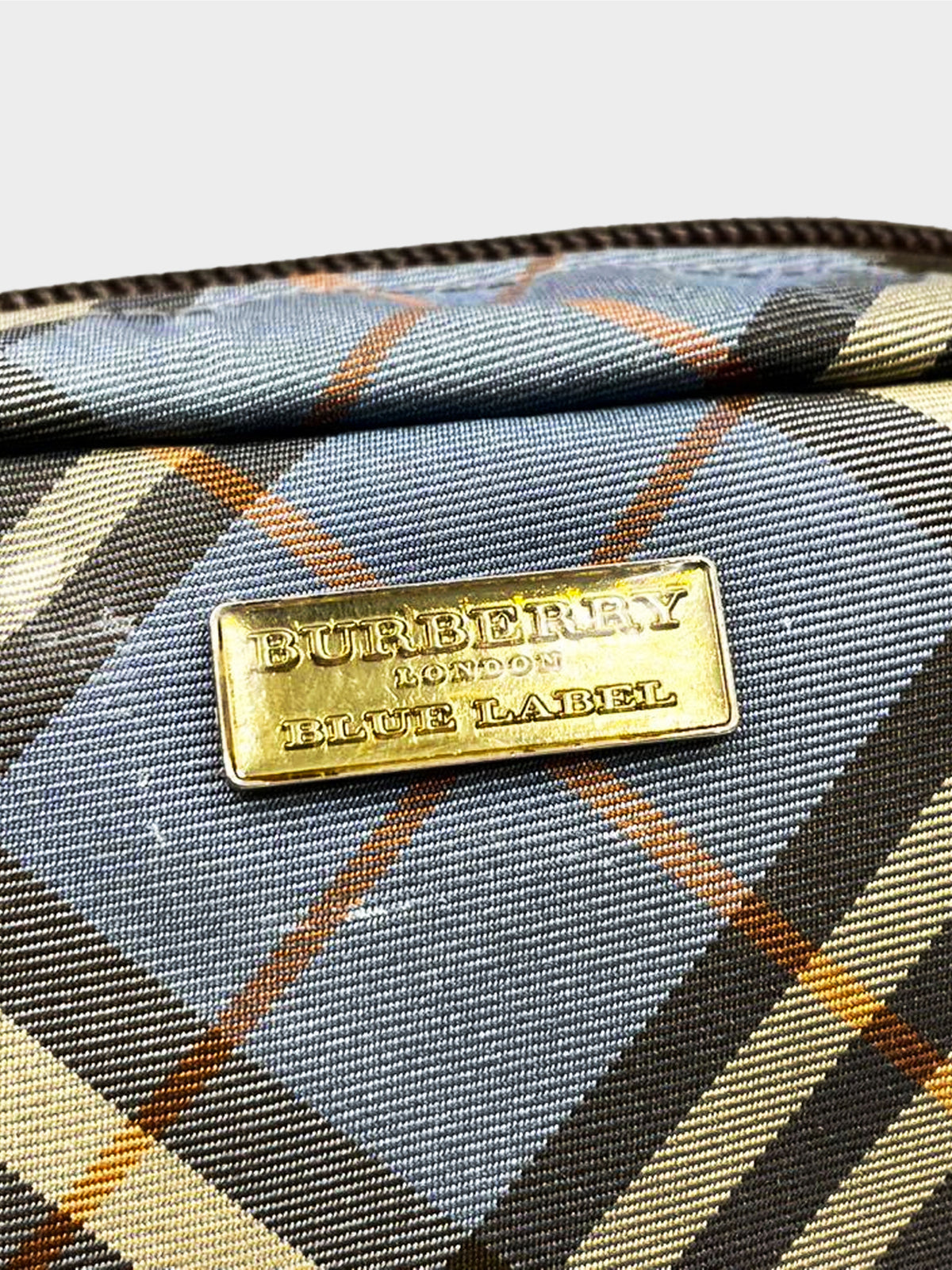 Burberry Blue Label 2000s Blue and Beige Nova Check Pouch Bag