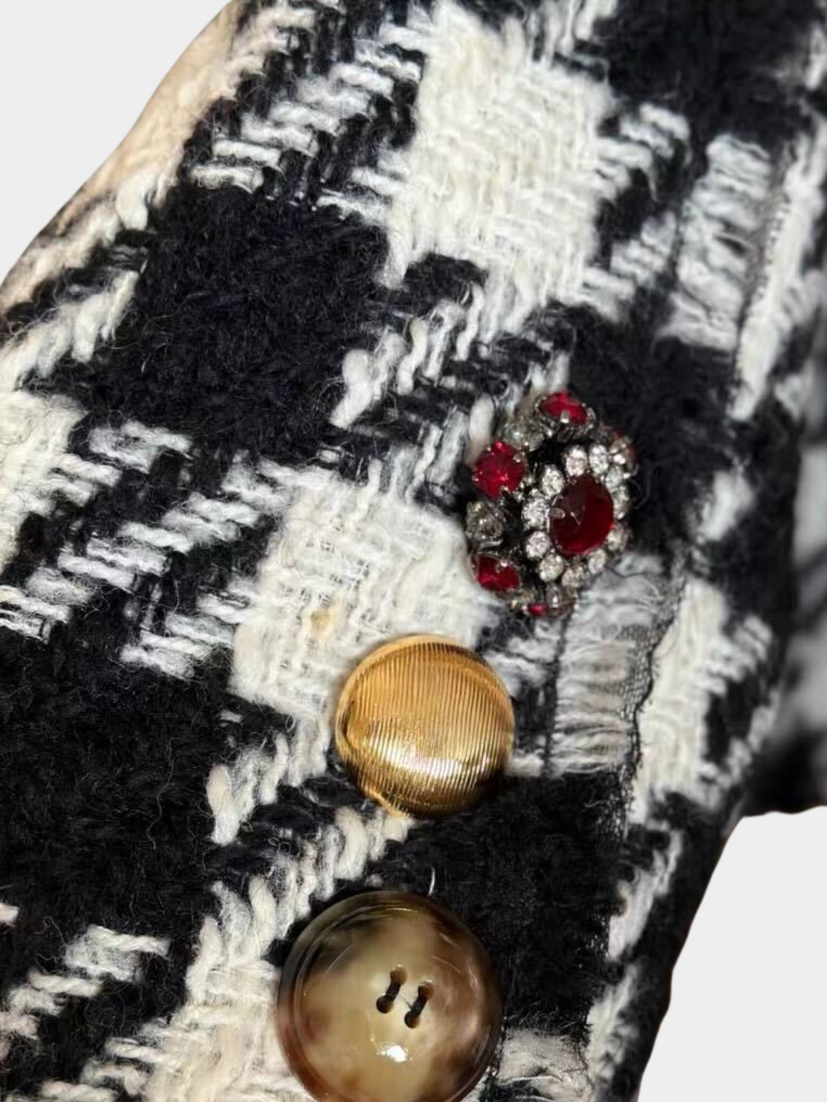 Dolce & Gabbana 2010s Black White Houndstooth Coat