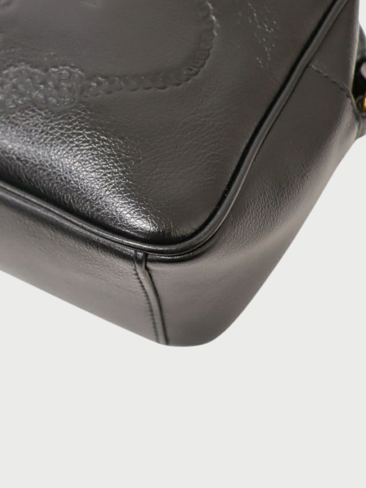 Prada 2010s Black Leather Logo-Embossed Shoulder Bag