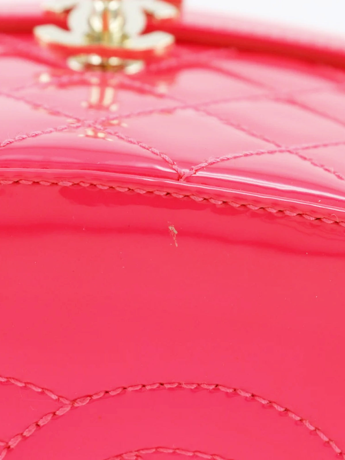 Chanel 2016 Pink Patent Leather Quilted Minaudiere Vanity Case