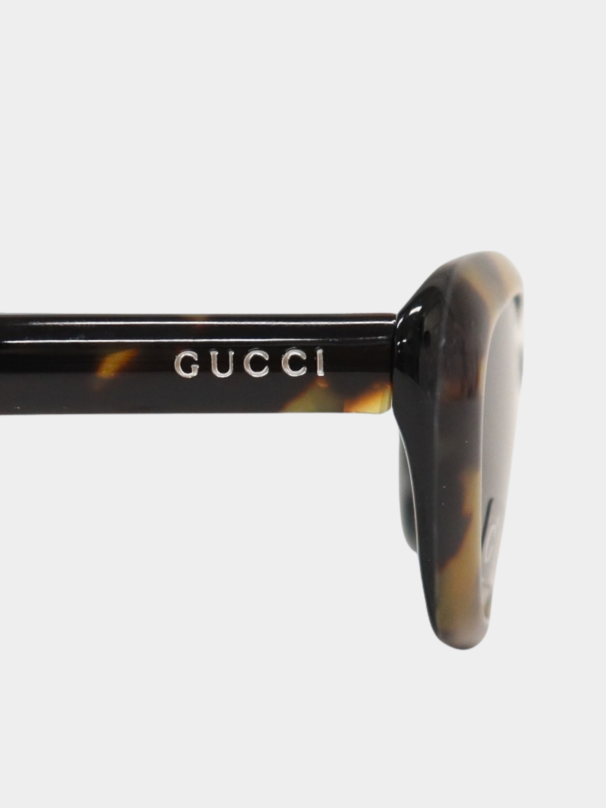 Gucci 2000s Brown Gold Plastic Logo Tortoiseshell Sunglasses