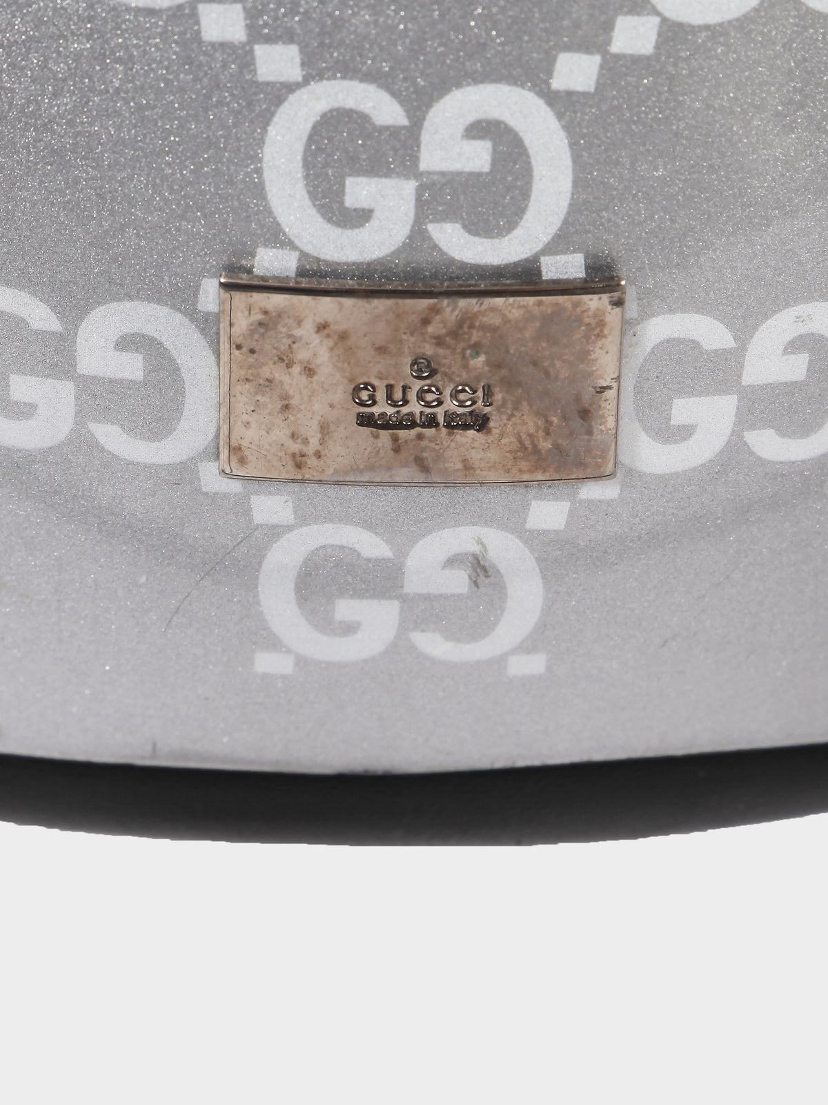 Gucci by Tom Ford 1997 Silver Fiber Glass 'Guccissima Crash' Helmet