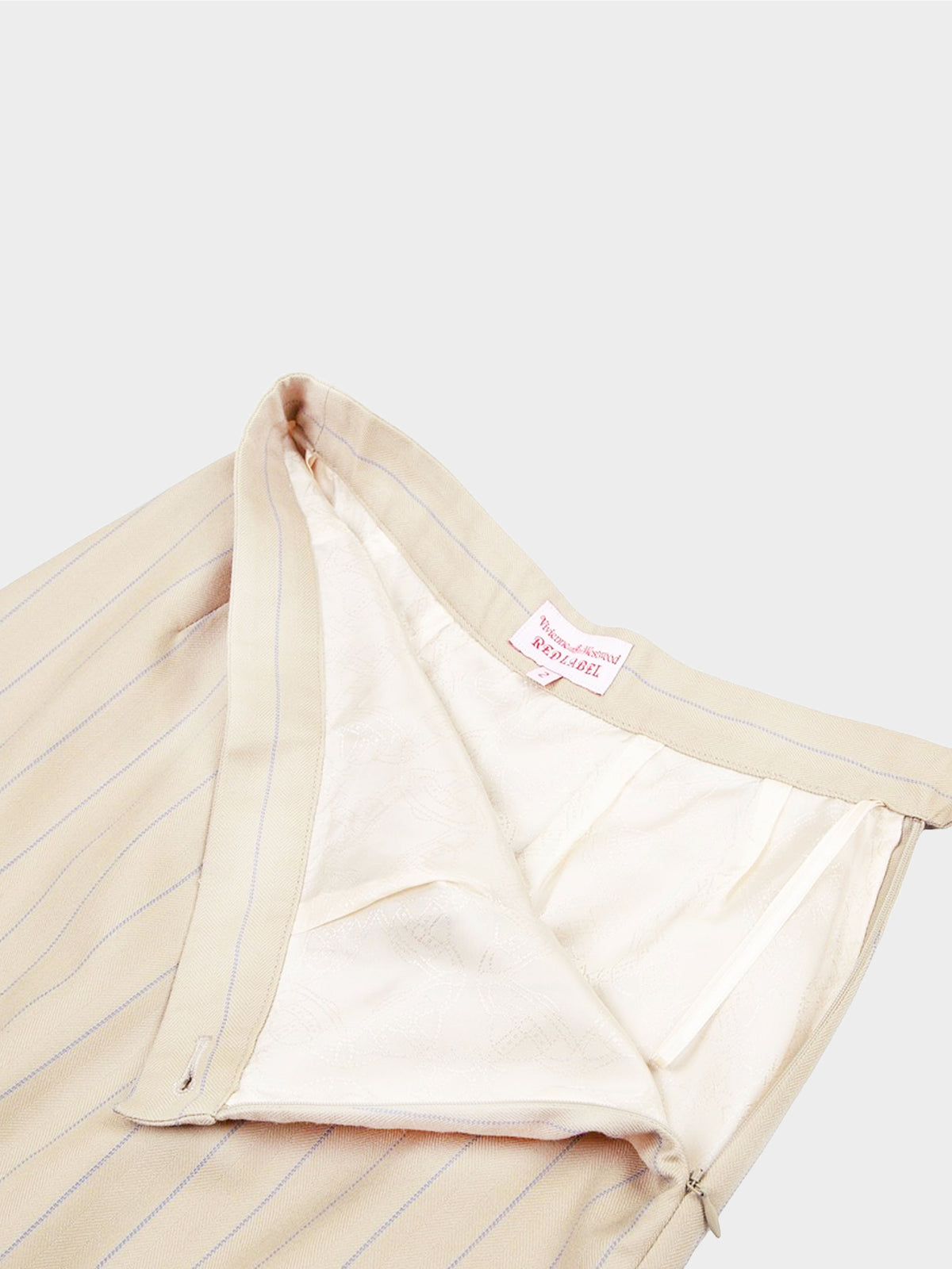Vivienne Westwood 1990s Beige Pinstripe Pleated Wool Skirt