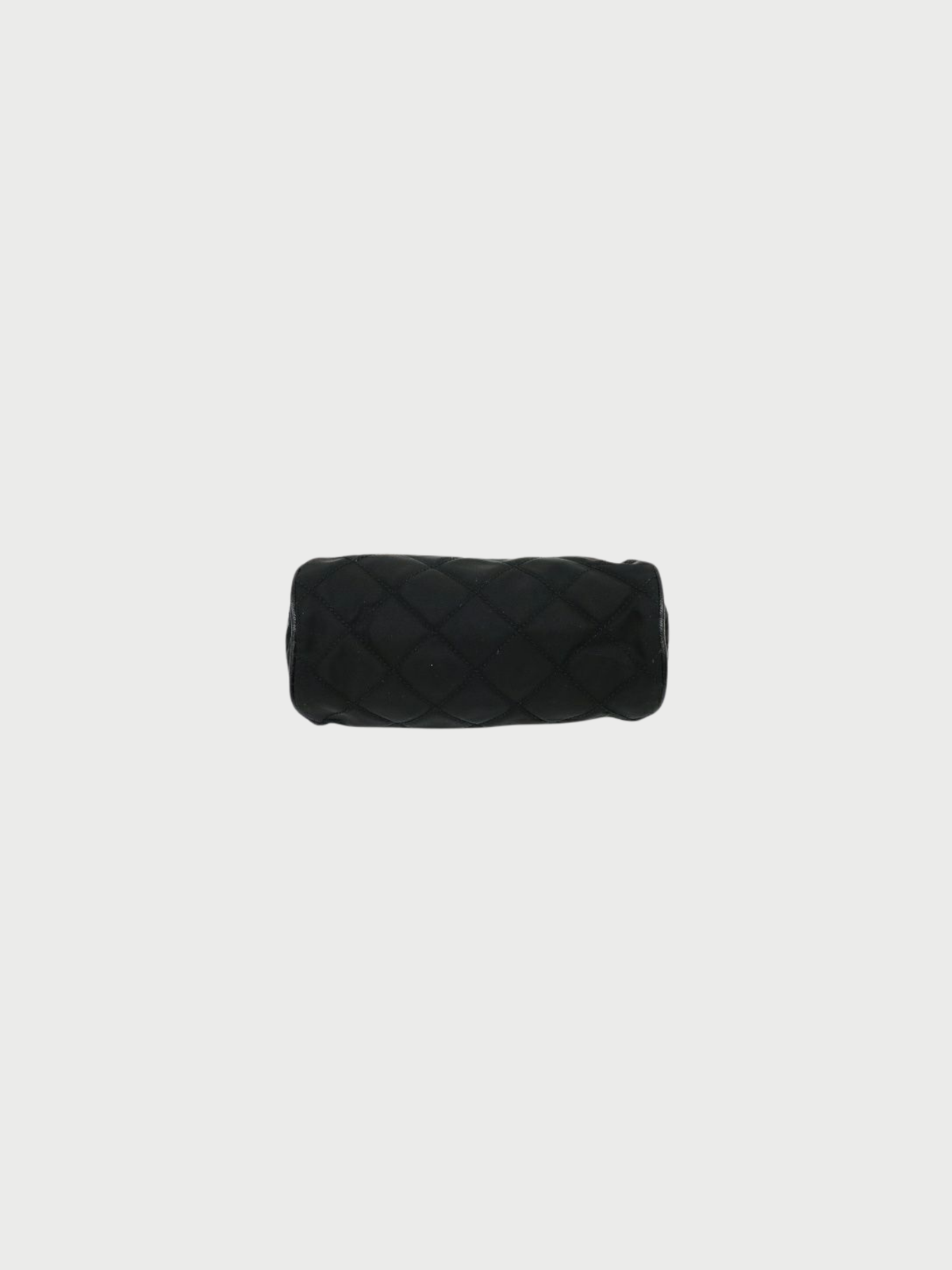 Prada 2000s Black Quilted Nylon Chain Handbag with Triangle Logo Plaque