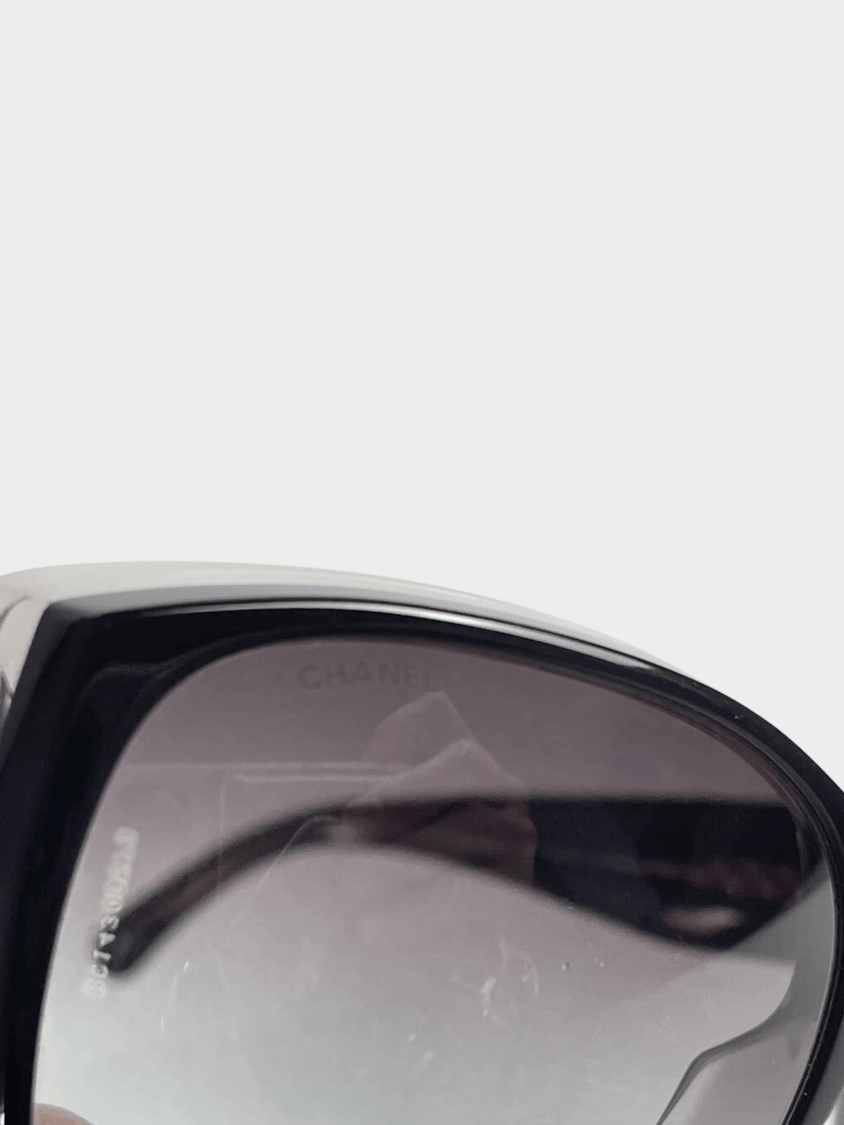Chanel 2000s Black Frame Gradient Tint CC Logo Sunglasses