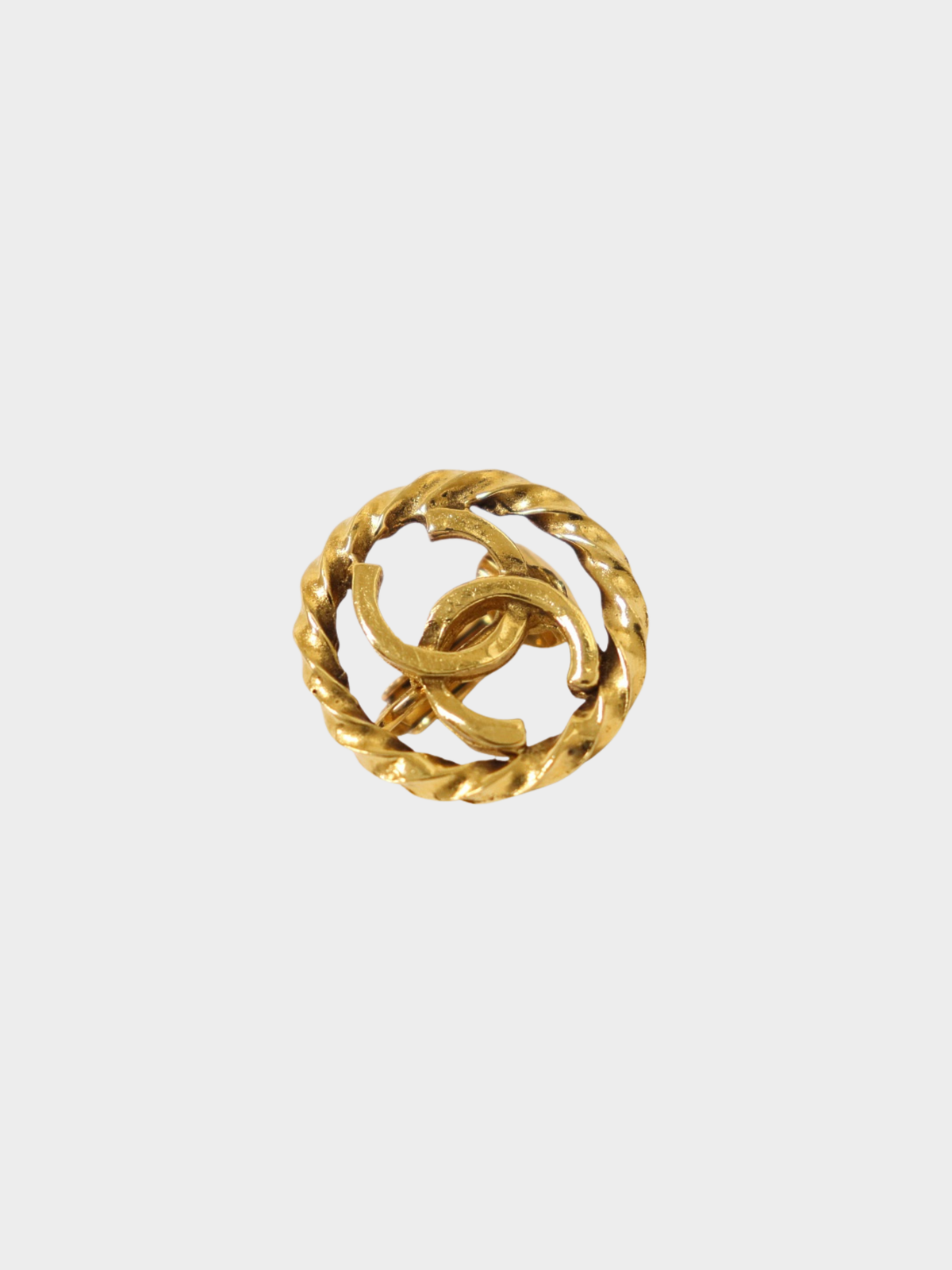 Chanel 2000s Gold COCO Twist Round Earrings
