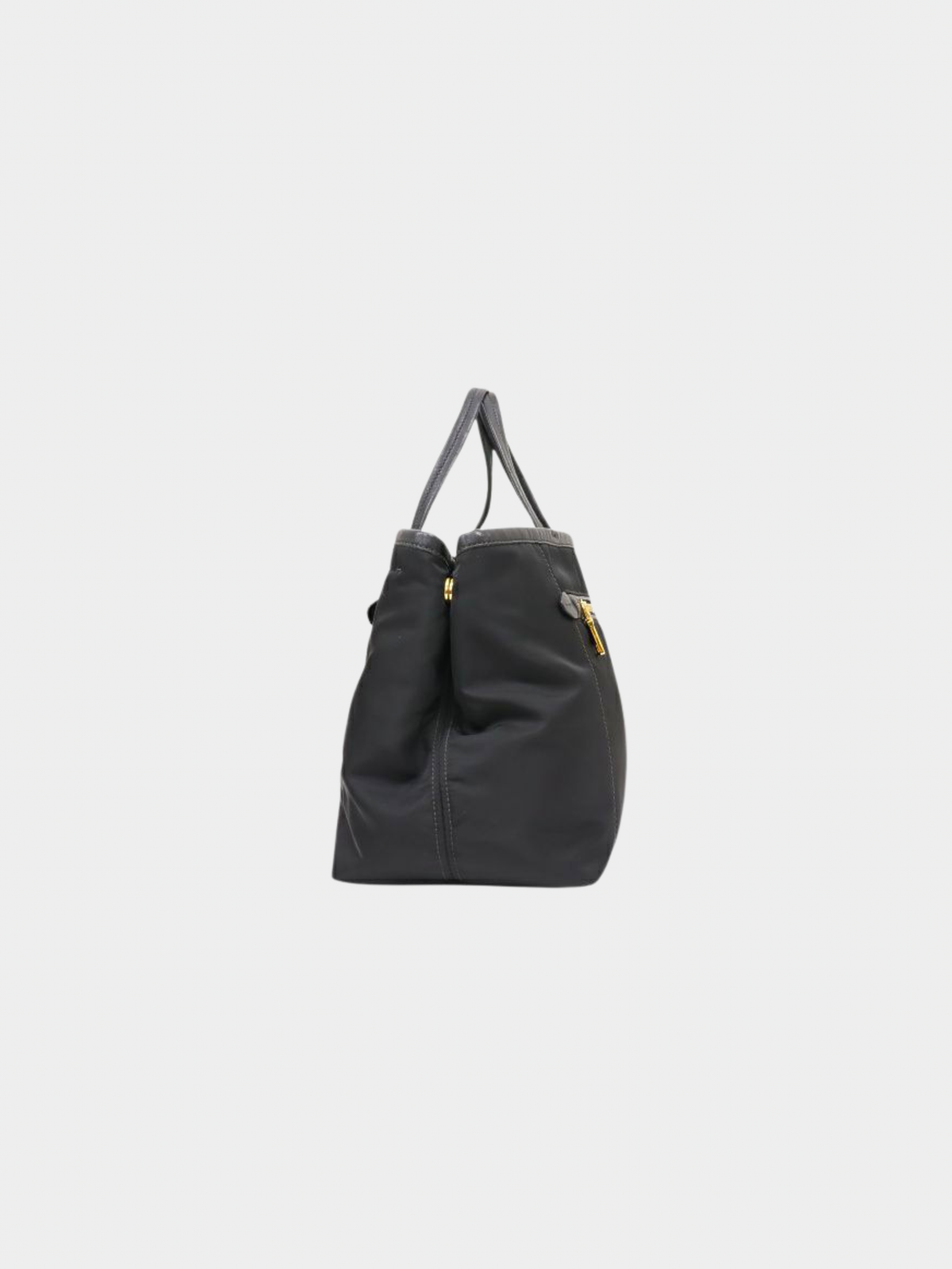 Prada 2000s Black Nylon Leather Triangle Logo Handbag