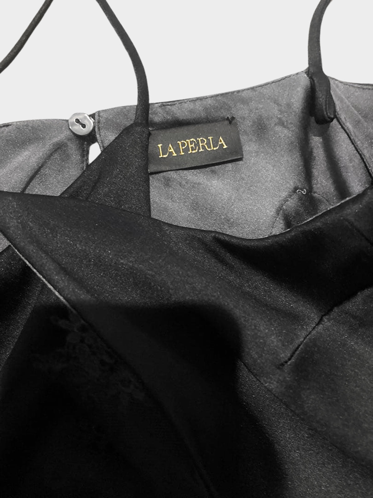 La Perla 2000s Rare Black and Grey Check Pattern and Lace Cami Top
