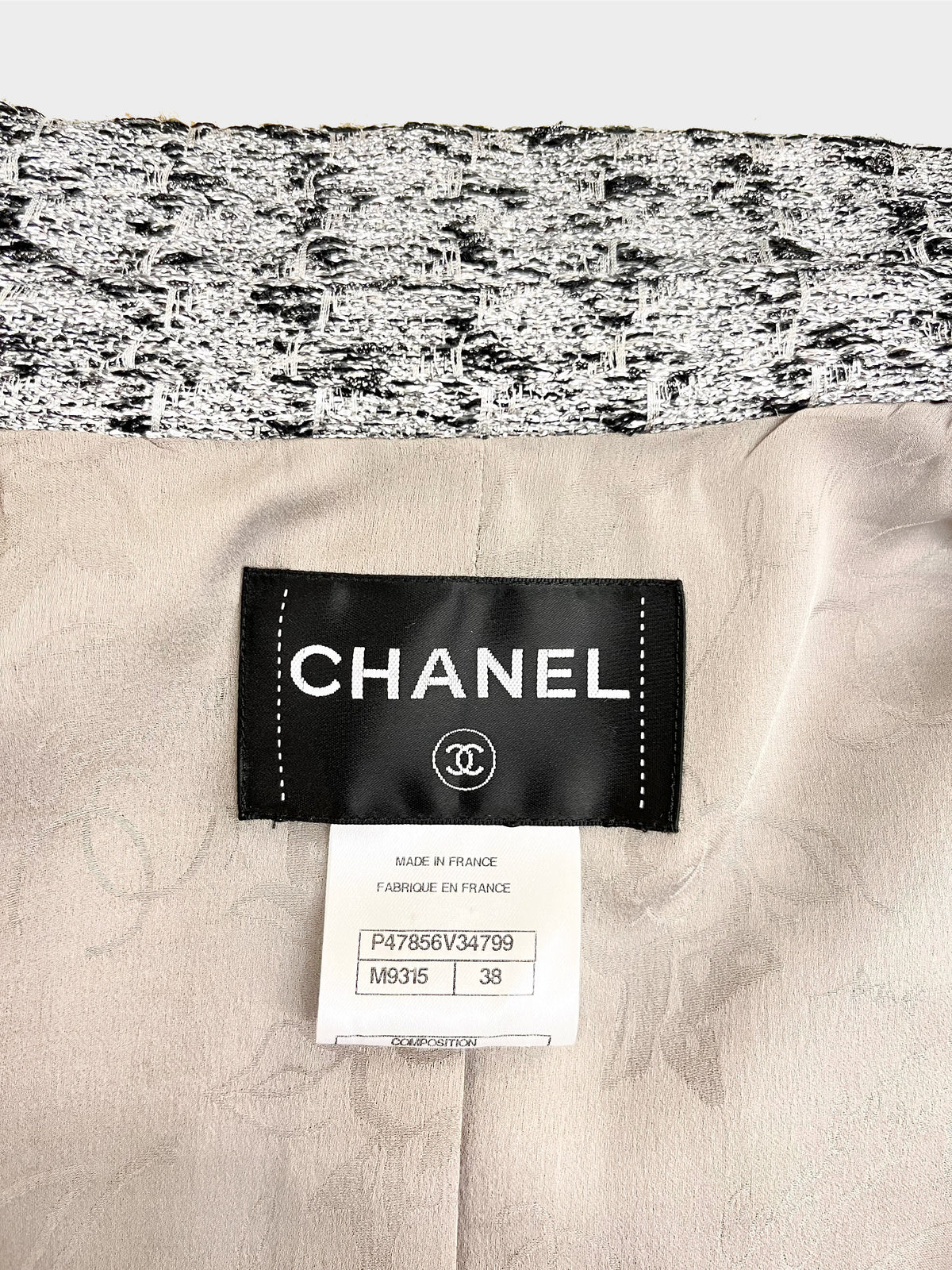 Chanel 2014 Silver Tweed Asymmetrical Jacket