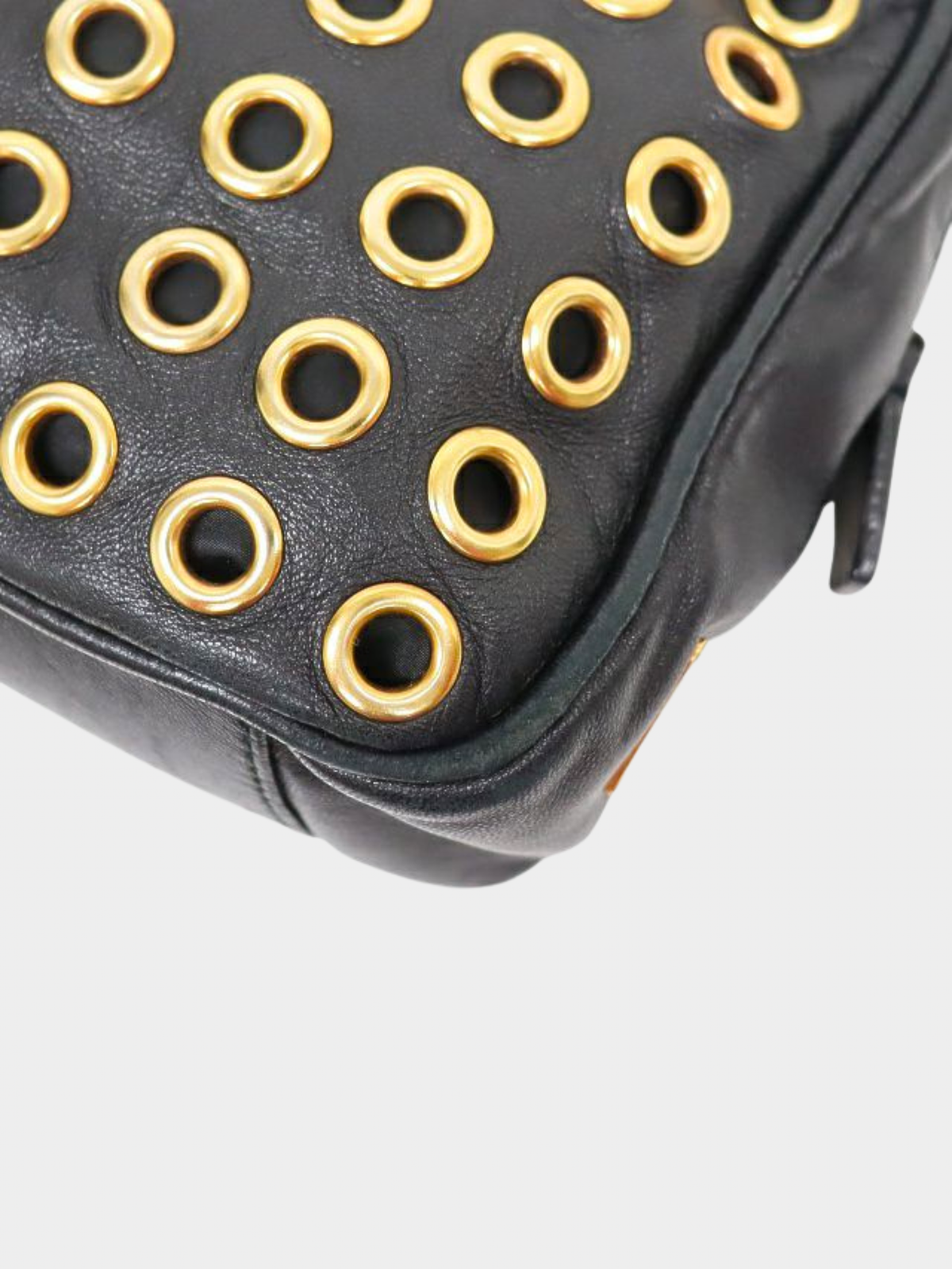 Prada 2000s Black Punching Leather Handbag