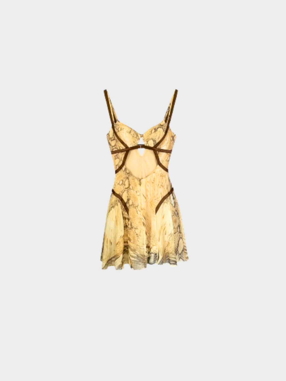 Roberto Cavalli 2010s Reptile Print Silk Keyhole Mini Dress