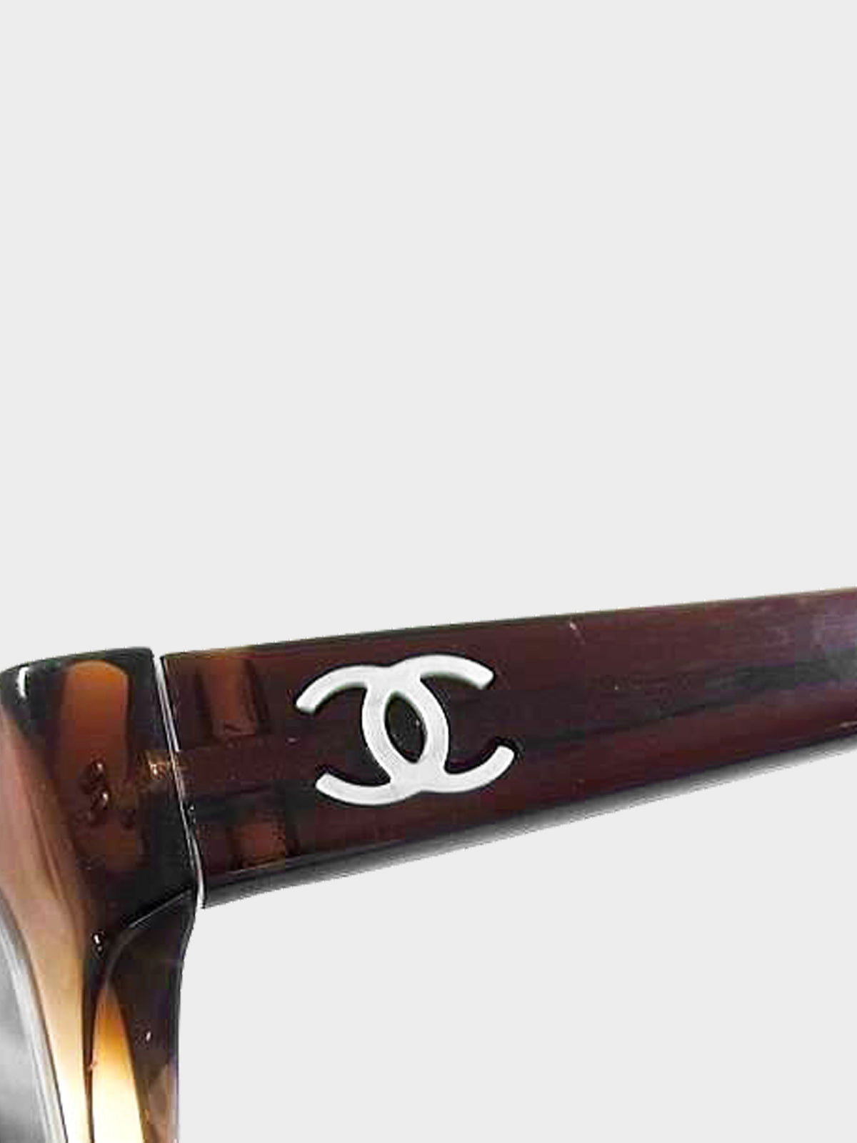 Chanel 1990s Brown Narrow CC Oval Sunglasses