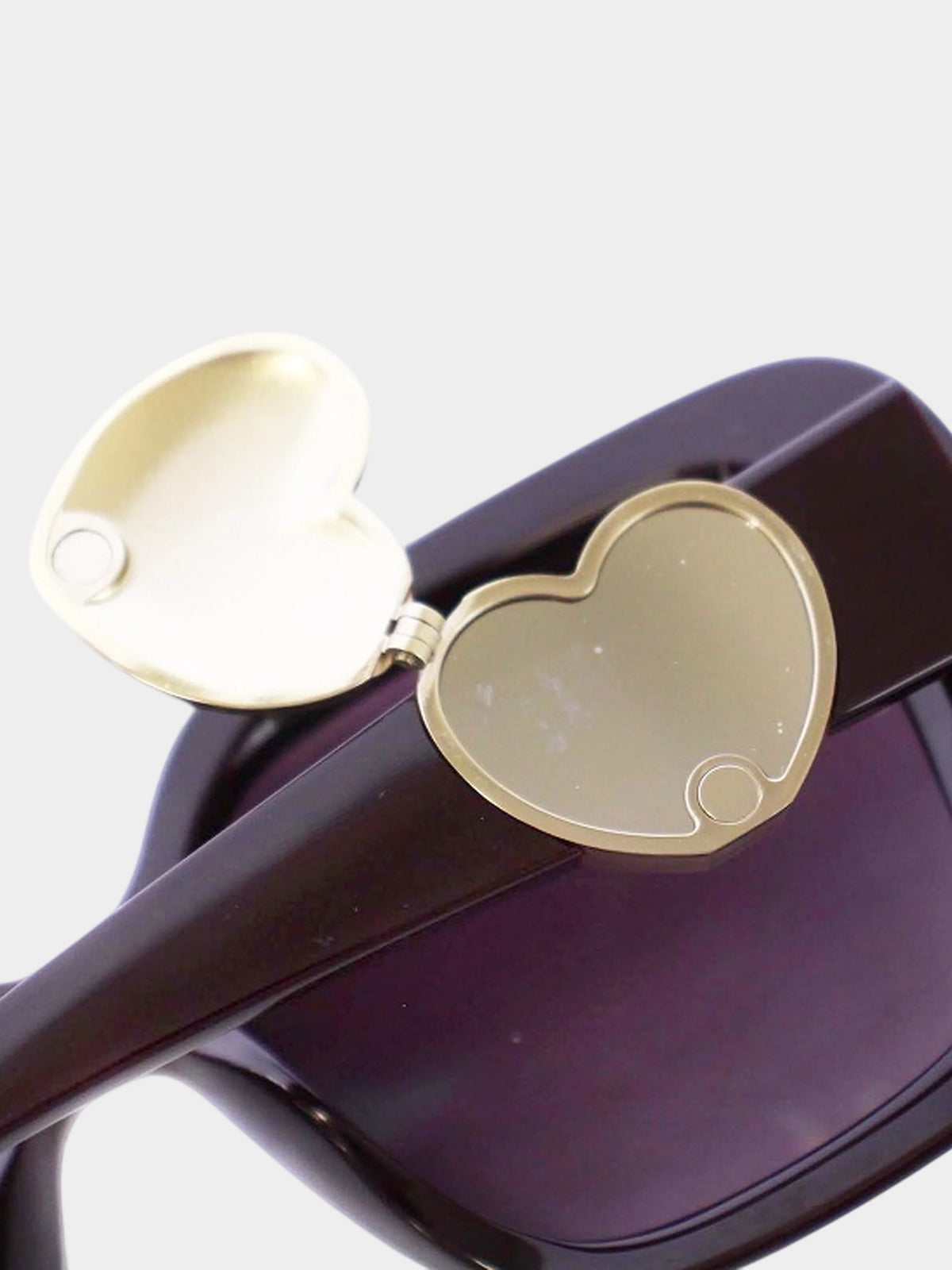 Chanel 2020s Burgundy CC Heart Locket Square Sunglasses