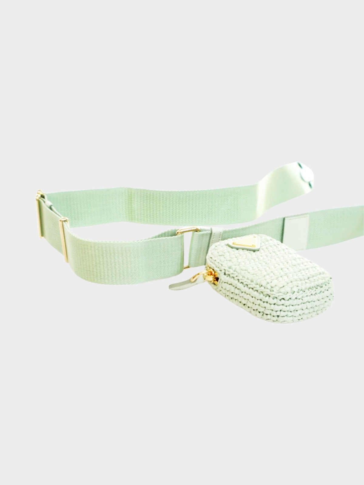 Prada 2010s Mint Green Raffia Crochet Re-Edition  Shoulder Bag