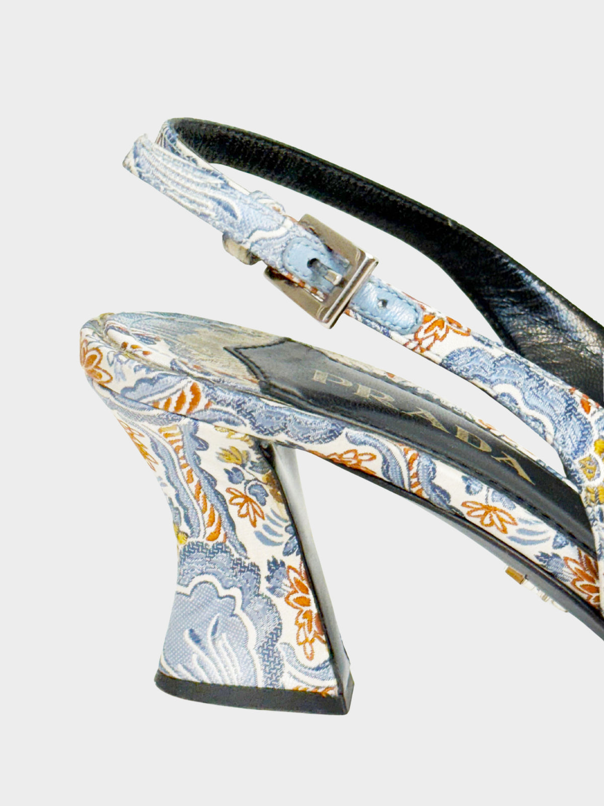 Prada SS 2015  Multicolor Floral Brocade Slingback Heels