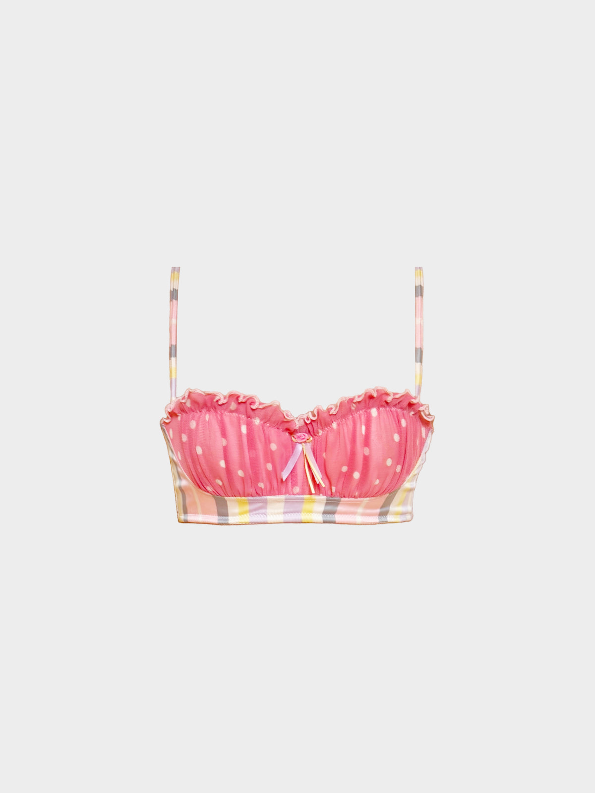 Chantal Thomass 2000s Multicolor Stripe and Polka Dot Print Balconette Bra Top