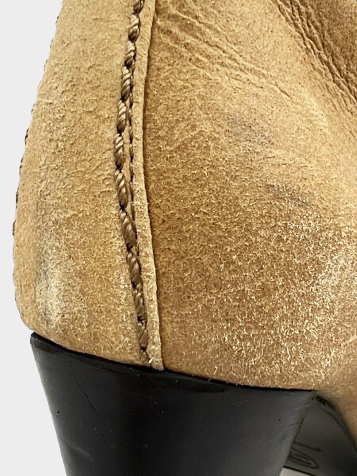 Chanel by Karl Lagerfeld 2005 Beige Suede and Shearling-lined CC Mid-calf Boots