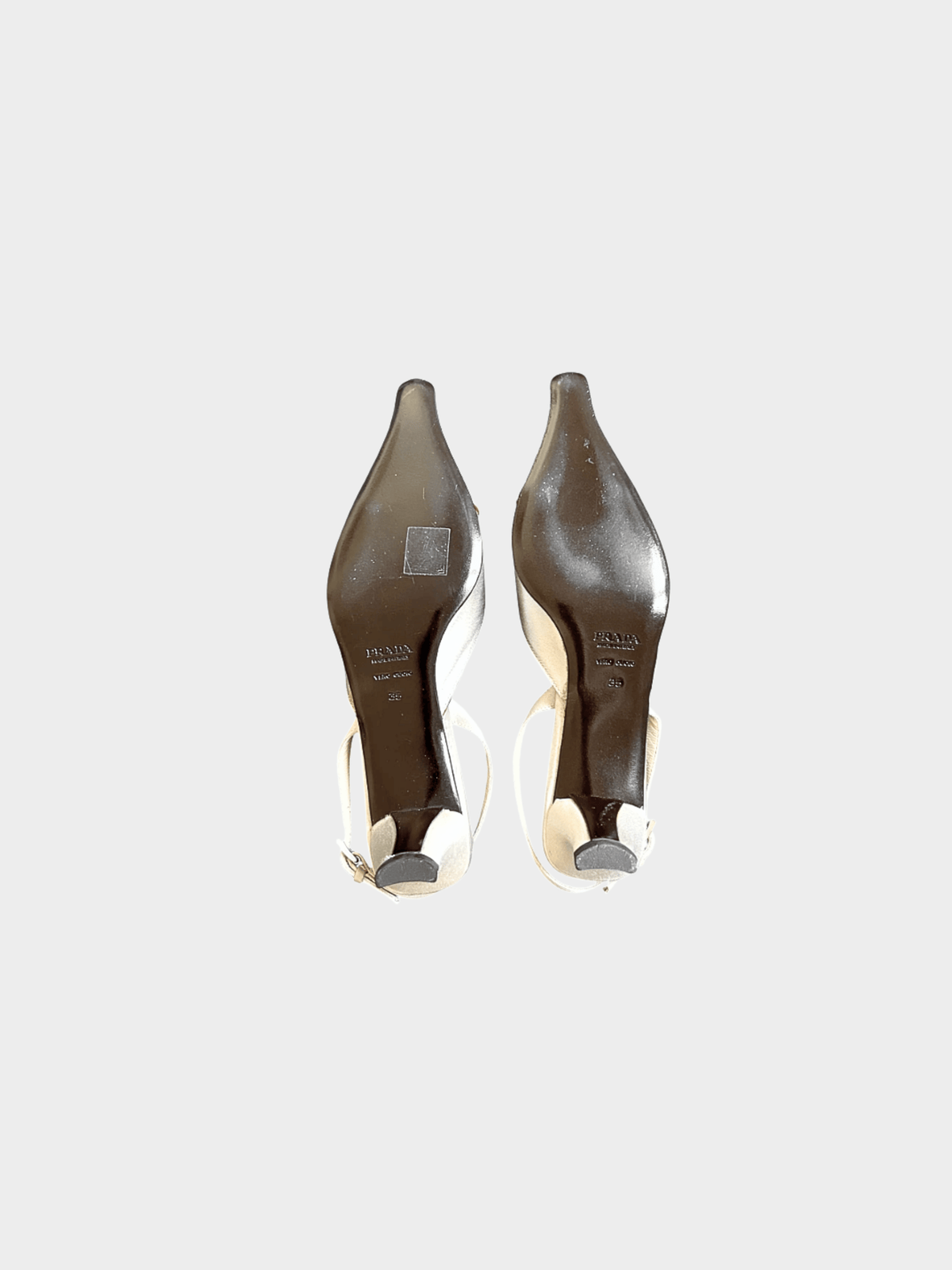 Prada 2000s Silver Satin with Red Ribbon Mules