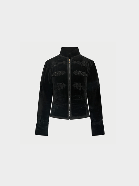 Louis Vuitton 2000s Black Velvet Puffer Jacket