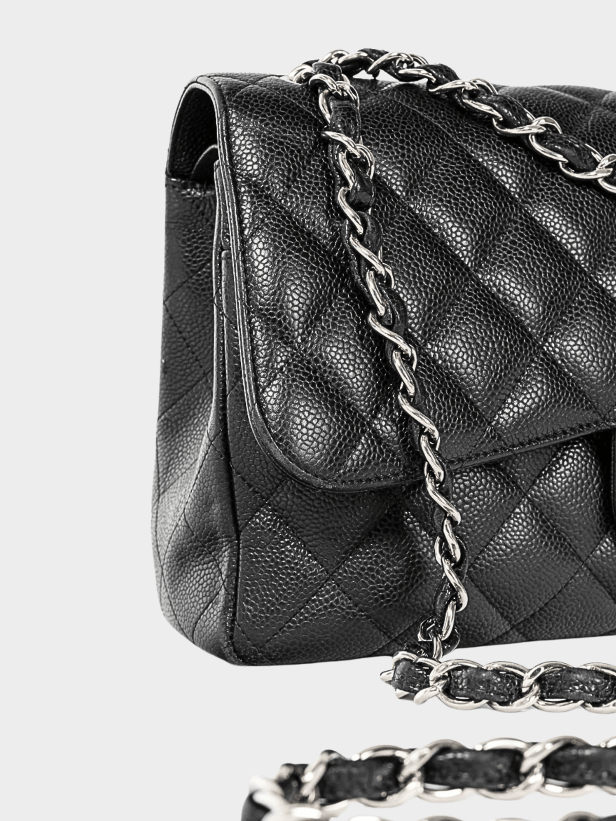 Chanel 2010s Jumbo Classic Black Caviar Quilted Double Flap Bag