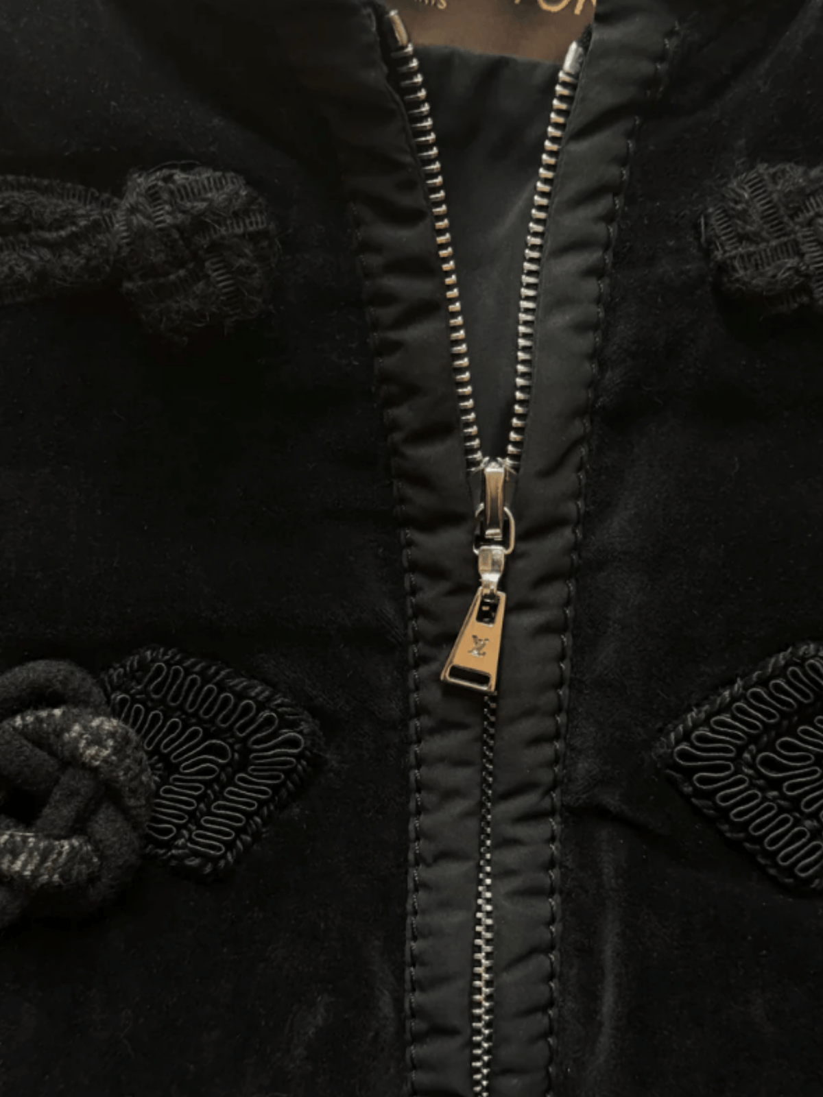 Louis Vuitton 2000s Black Velvet Puffer Jacket